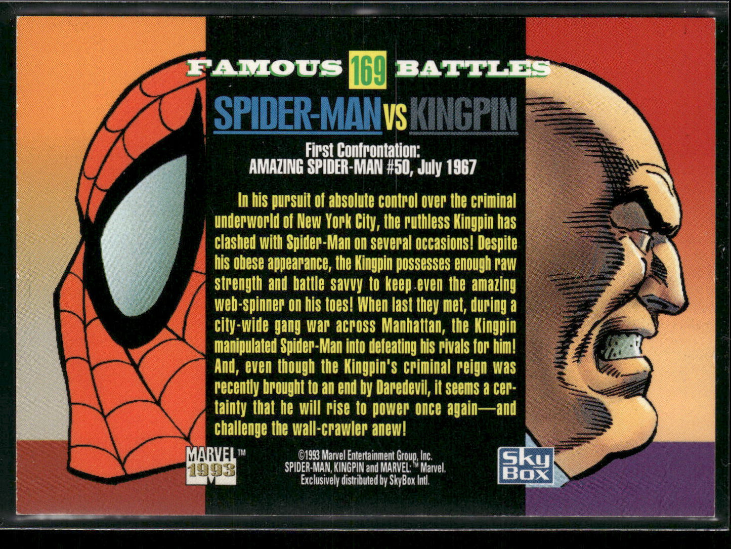 1993 SkyBox Marvel Universe #169 Spider-Man / Kingpin