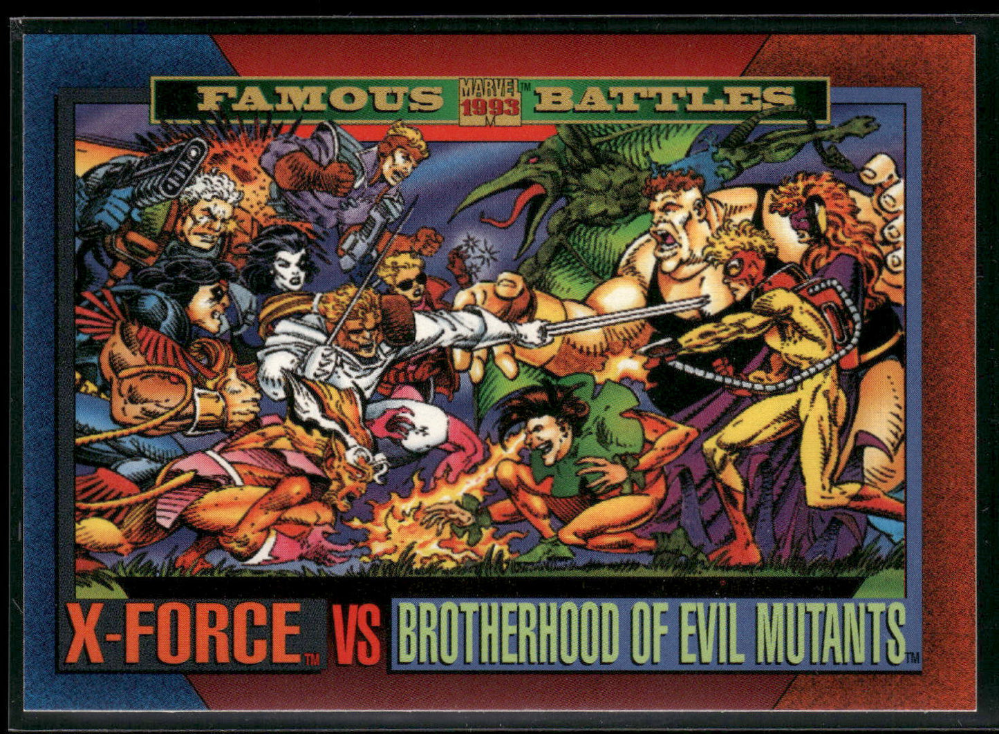 1993 SkyBox Marvel Universe #167 X-Force vs Brotherhood of Evil Mutants