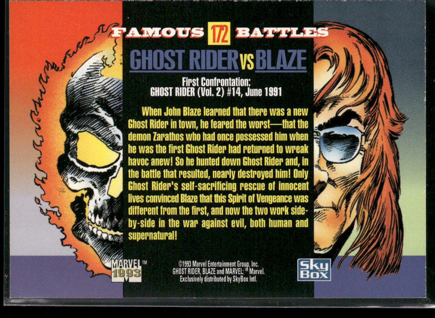 1993 SkyBox Marvel Universe #172 Ghost Rider / Blaze