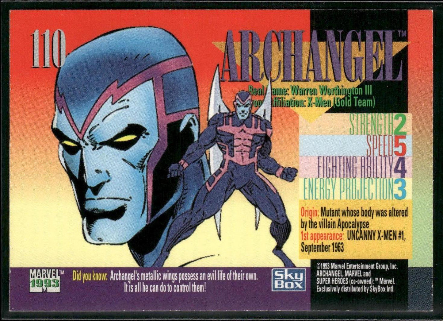 1993 SkyBox Marvel Universe #110 Archangel