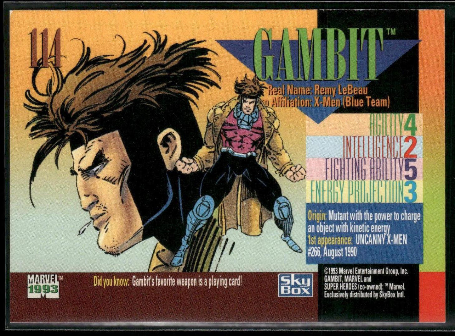 1993 SkyBox Marvel Universe #114 Gambit