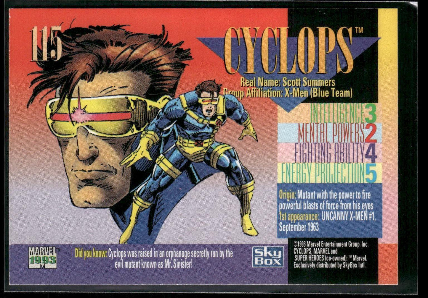 1993 SkyBox Marvel Universe #115 Cyclops