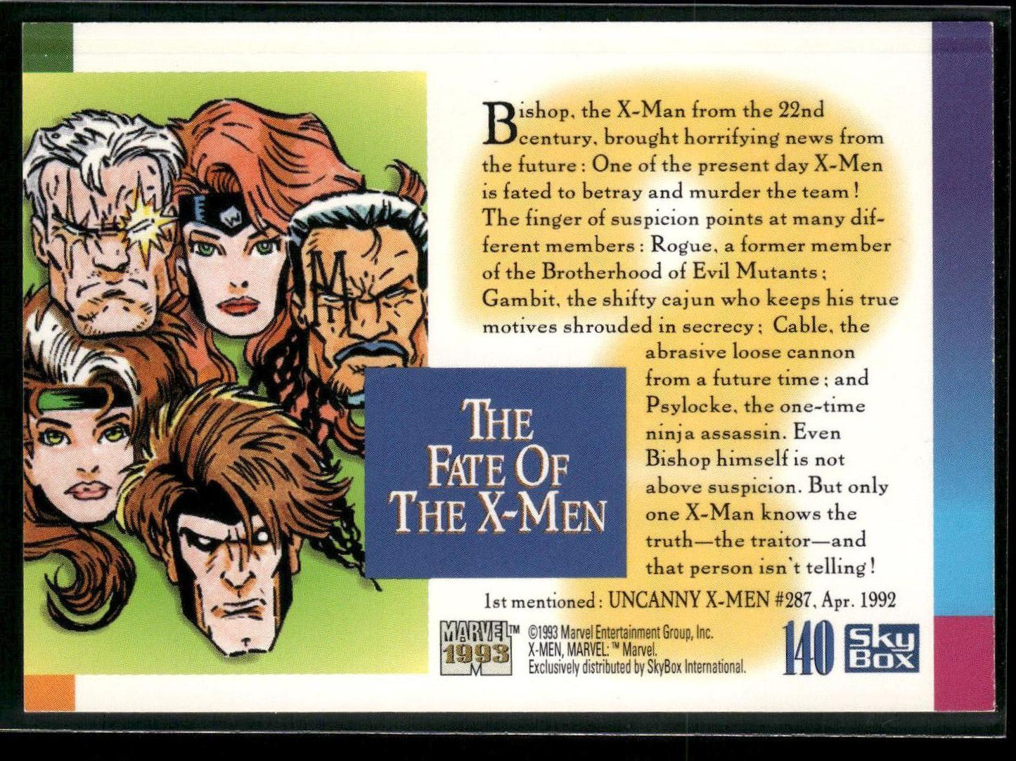 1993 SkyBox Marvel Universe #140 The Fate of the X-Men