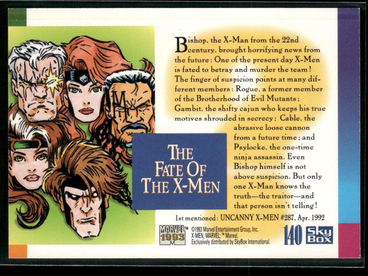 1993 SkyBox Marvel Universe #140 The Fate of the X-Men