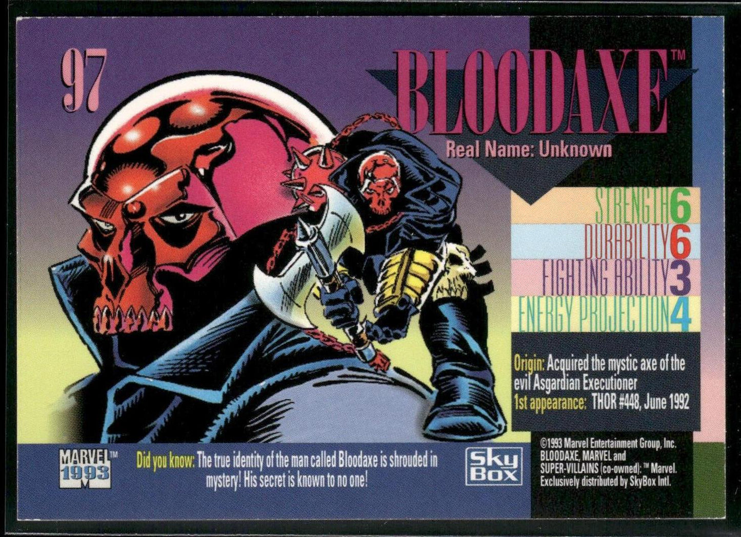 1993 SkyBox Marvel Universe #97 Bloodaxe