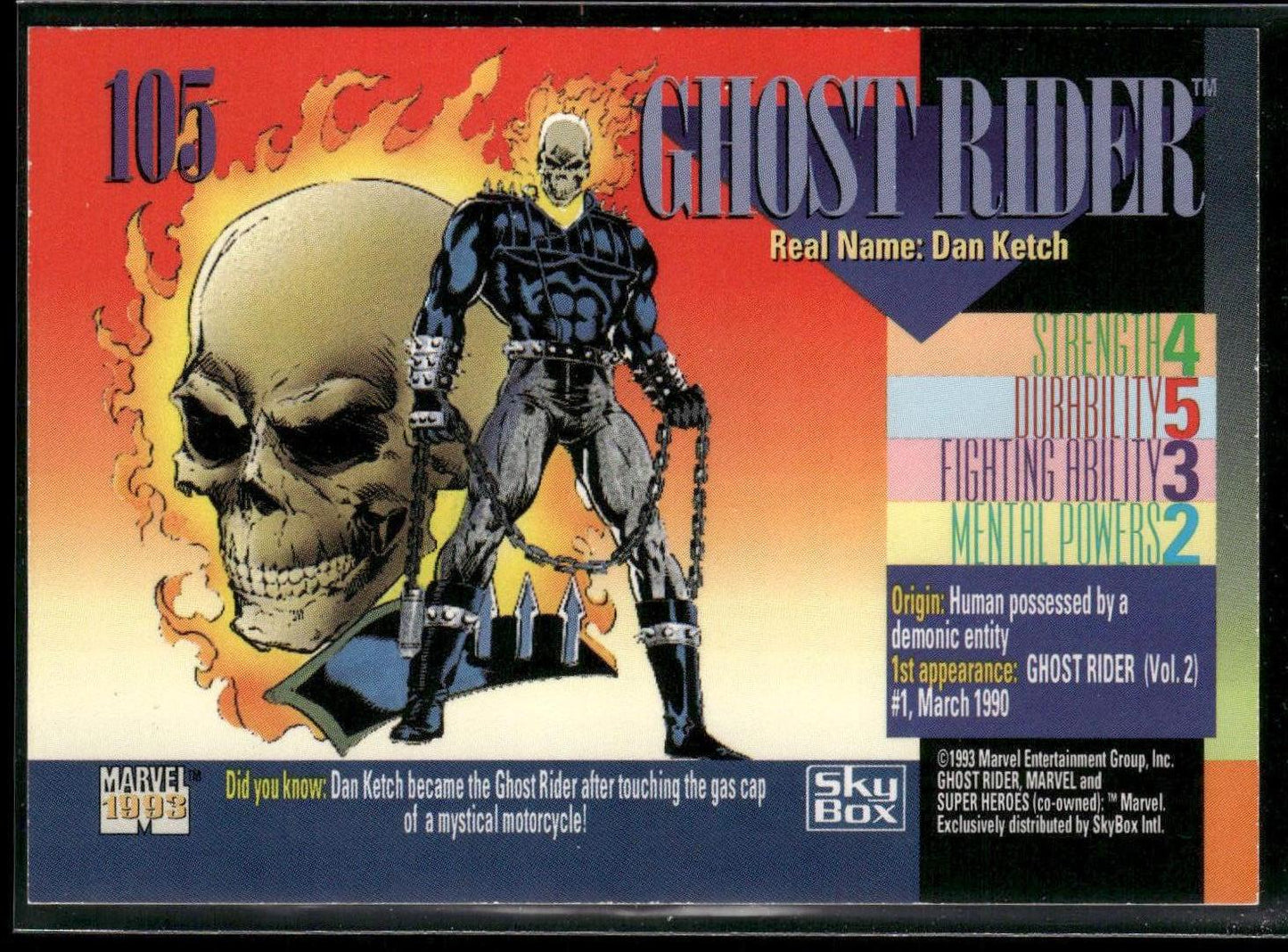 1993 SkyBox Marvel Universe #105 Ghost Rider