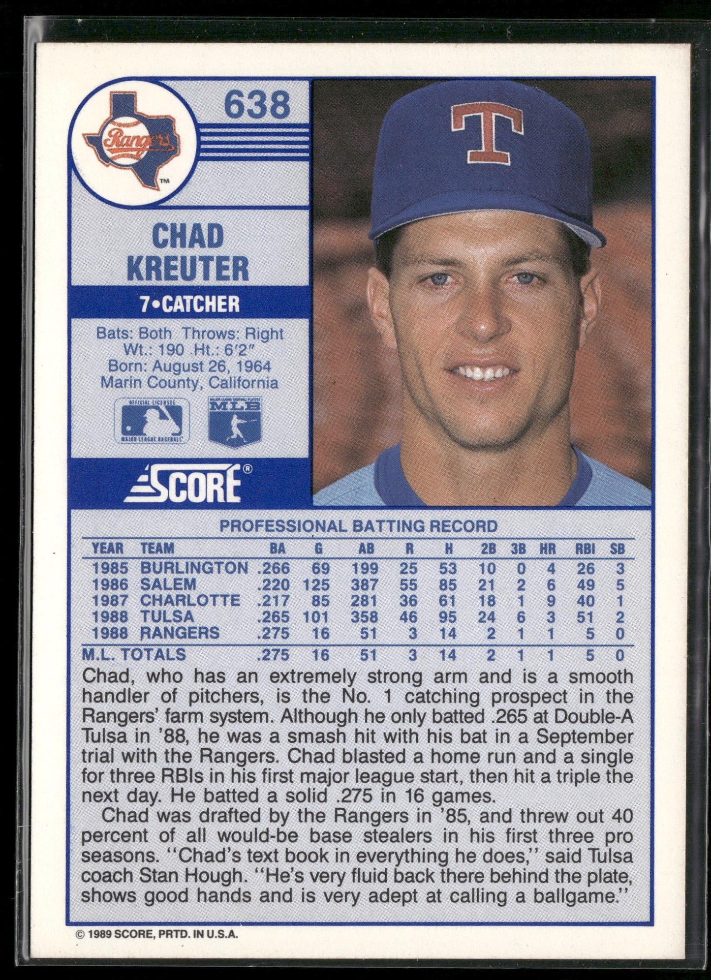 1989 Score #638 Chad Kreuter