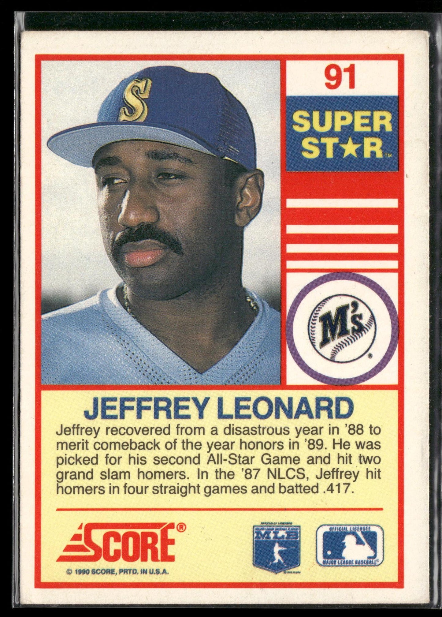 1990 Score 100 Superstars #91 Jeffrey Leonard