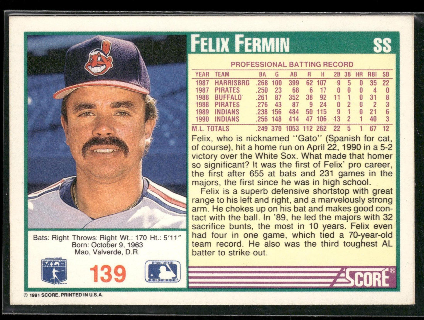 1991 Score #139 Felix Fermin