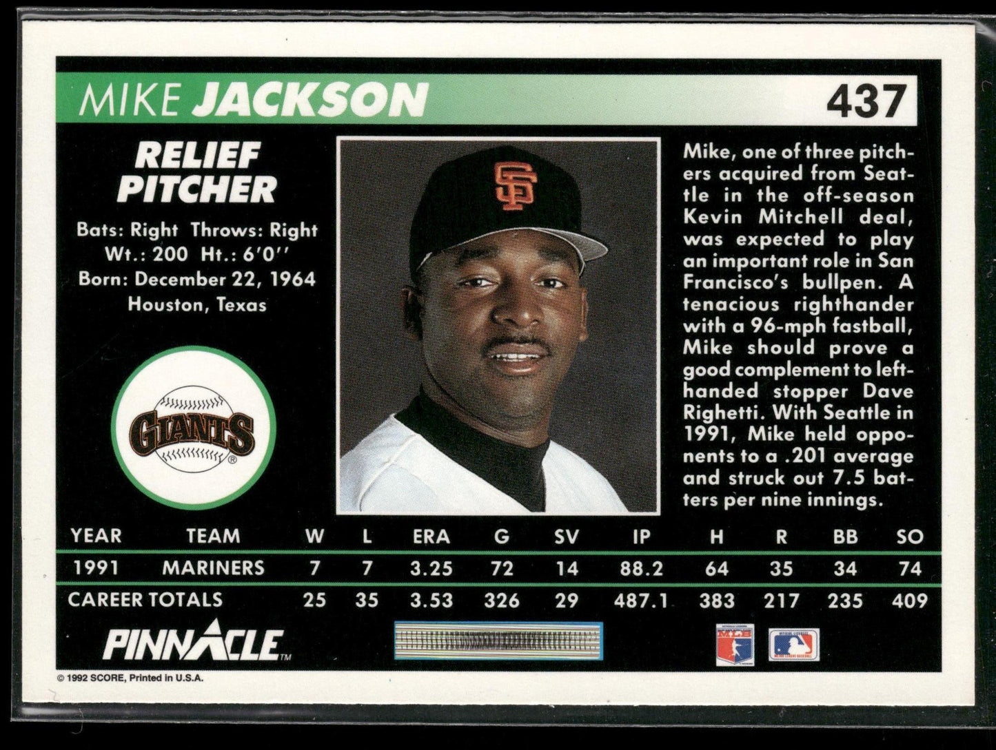 1992 Pinnacle #437 Mike Jackson