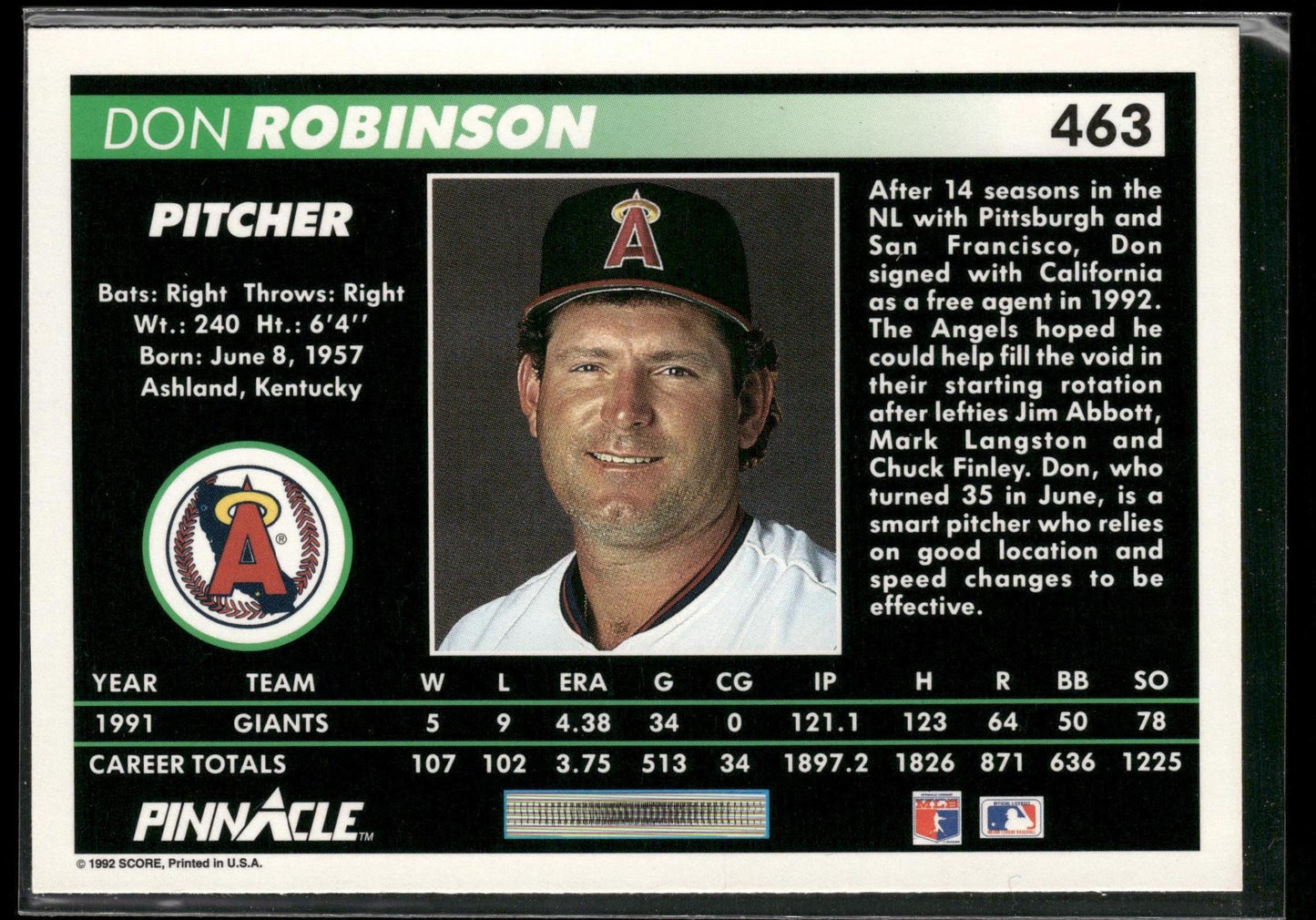 1992 Pinnacle #463 Don Robinson