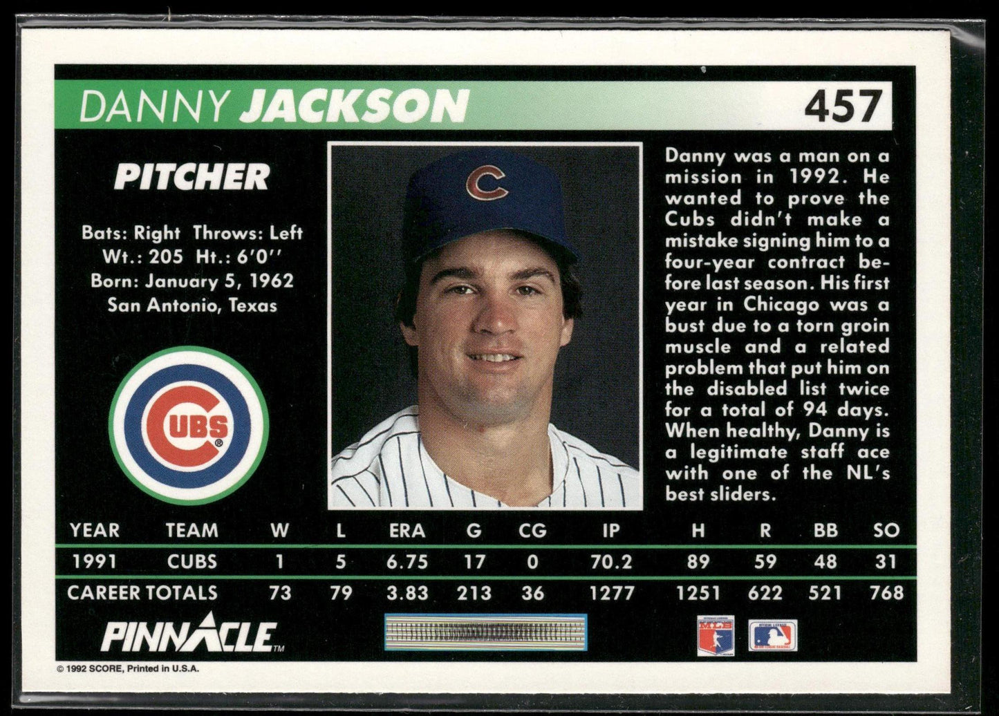 1992 Pinnacle #457 Danny Jackson