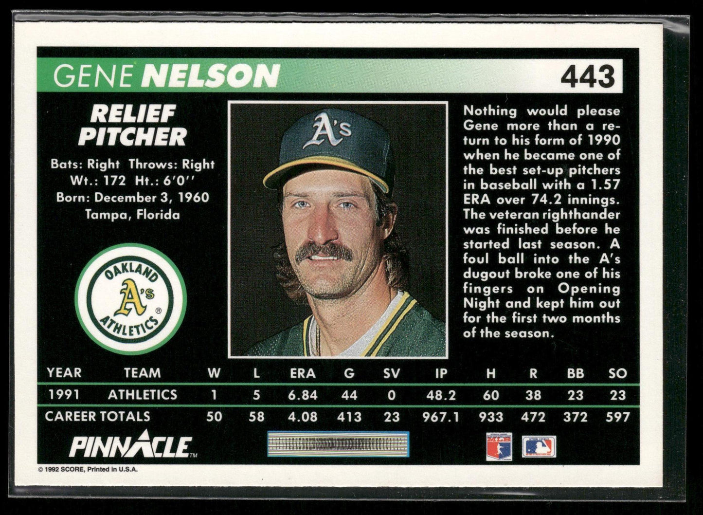 1992 Pinnacle #443 Gene Nelson