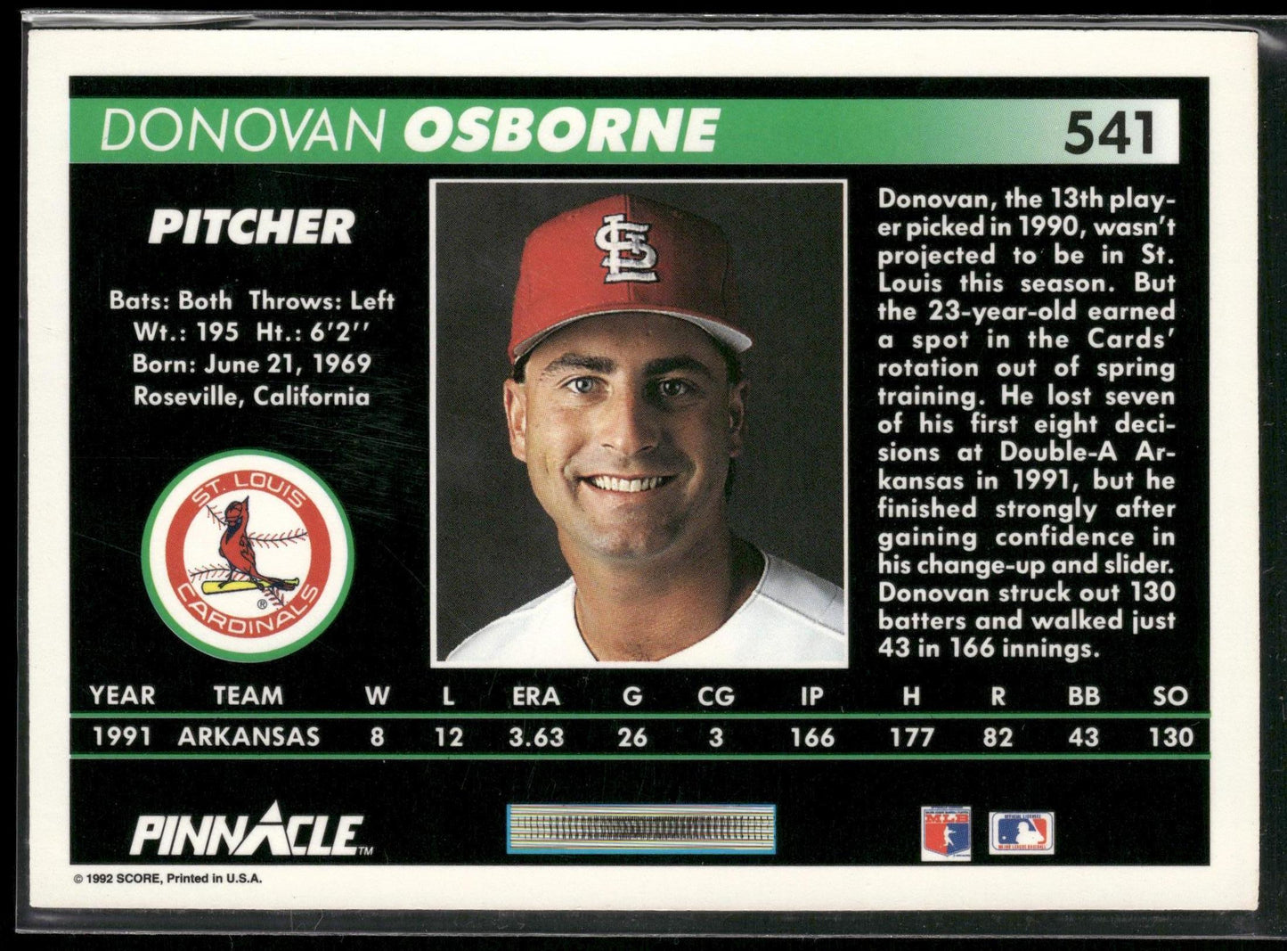 1992 Pinnacle #541 Donovan Osborne