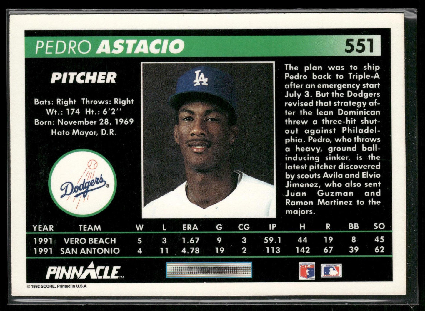 1992 Pinnacle #551 Pedro Astacio