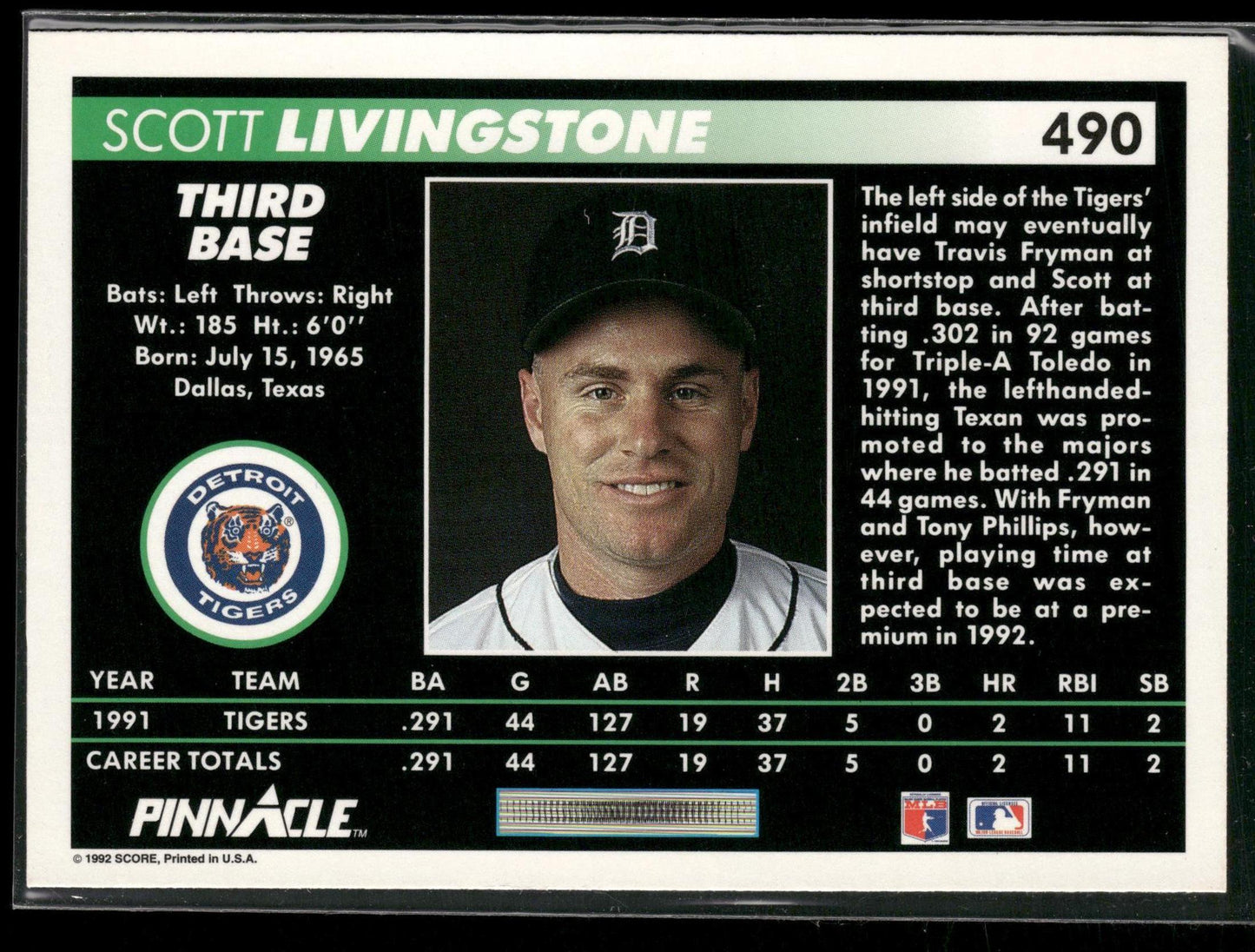 1992 Pinnacle #490 Scott Livingstone