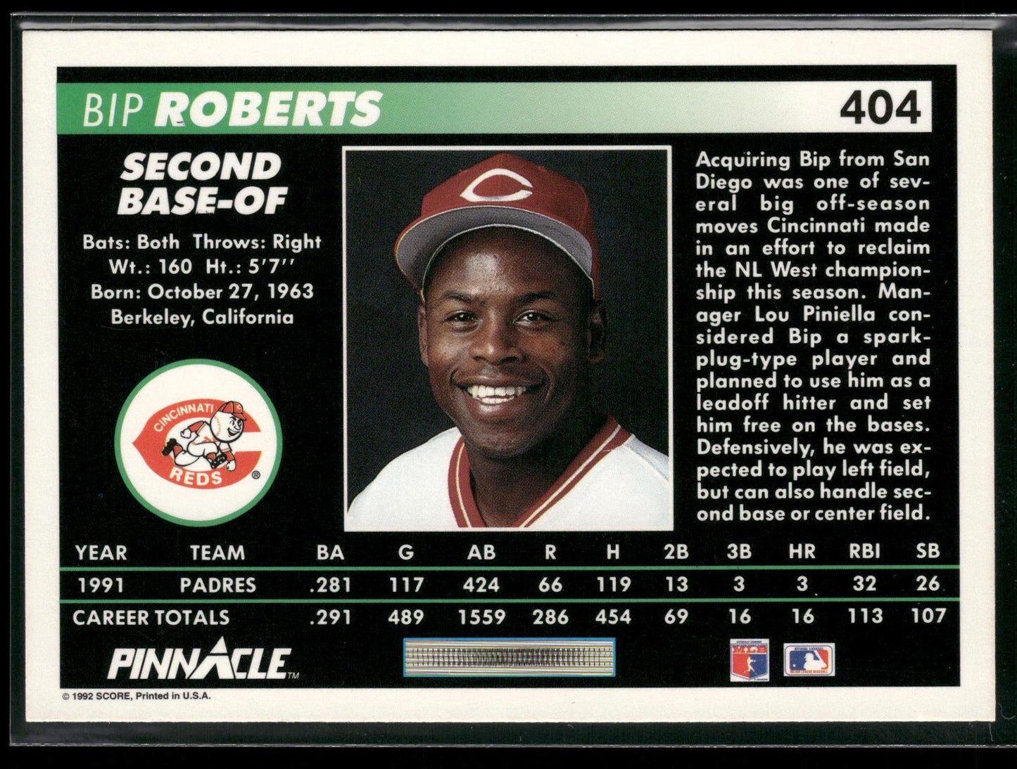 1992 Pinnacle #404 Bip Roberts