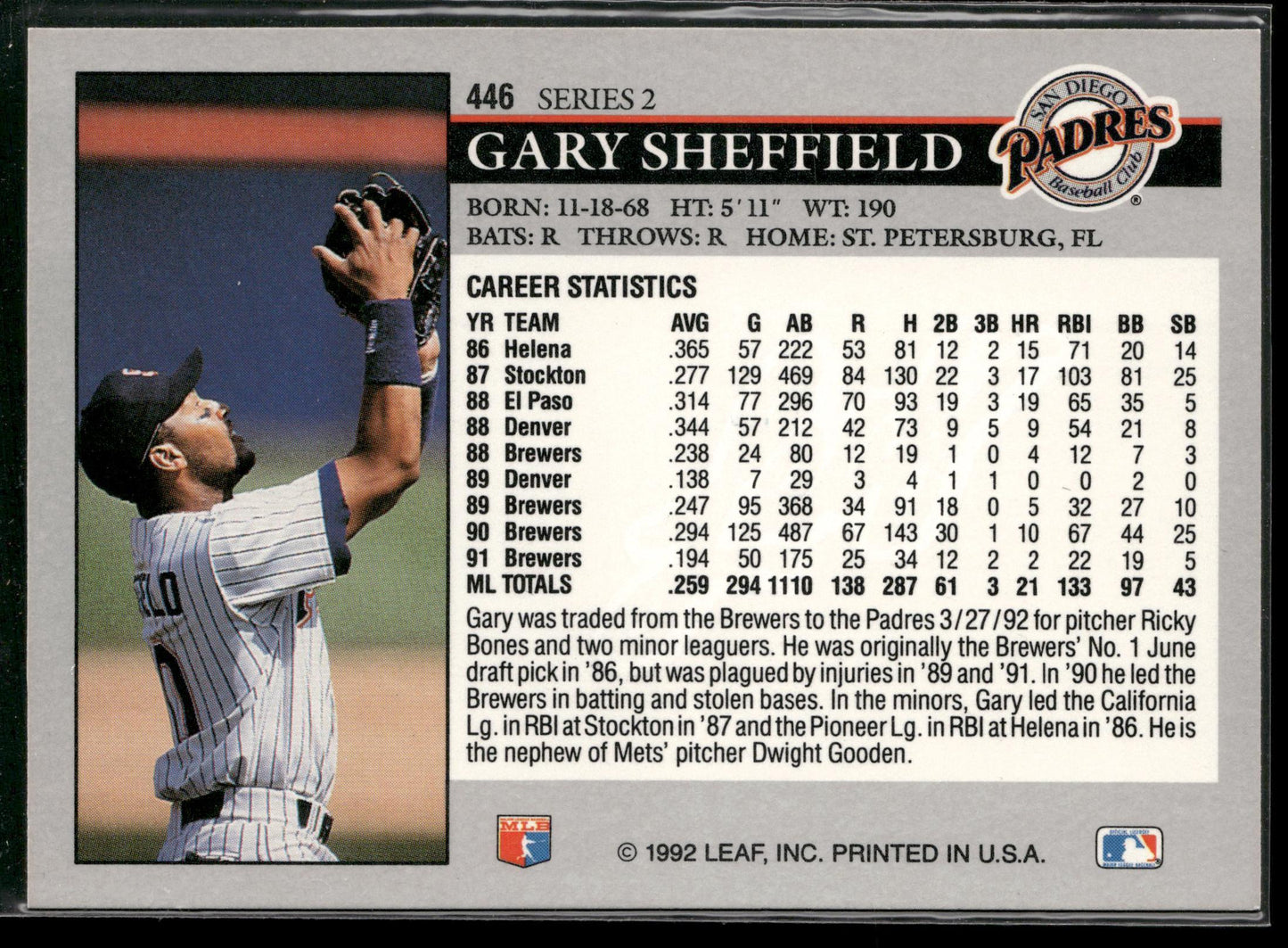 1992 Leaf #446 Gary Sheffield