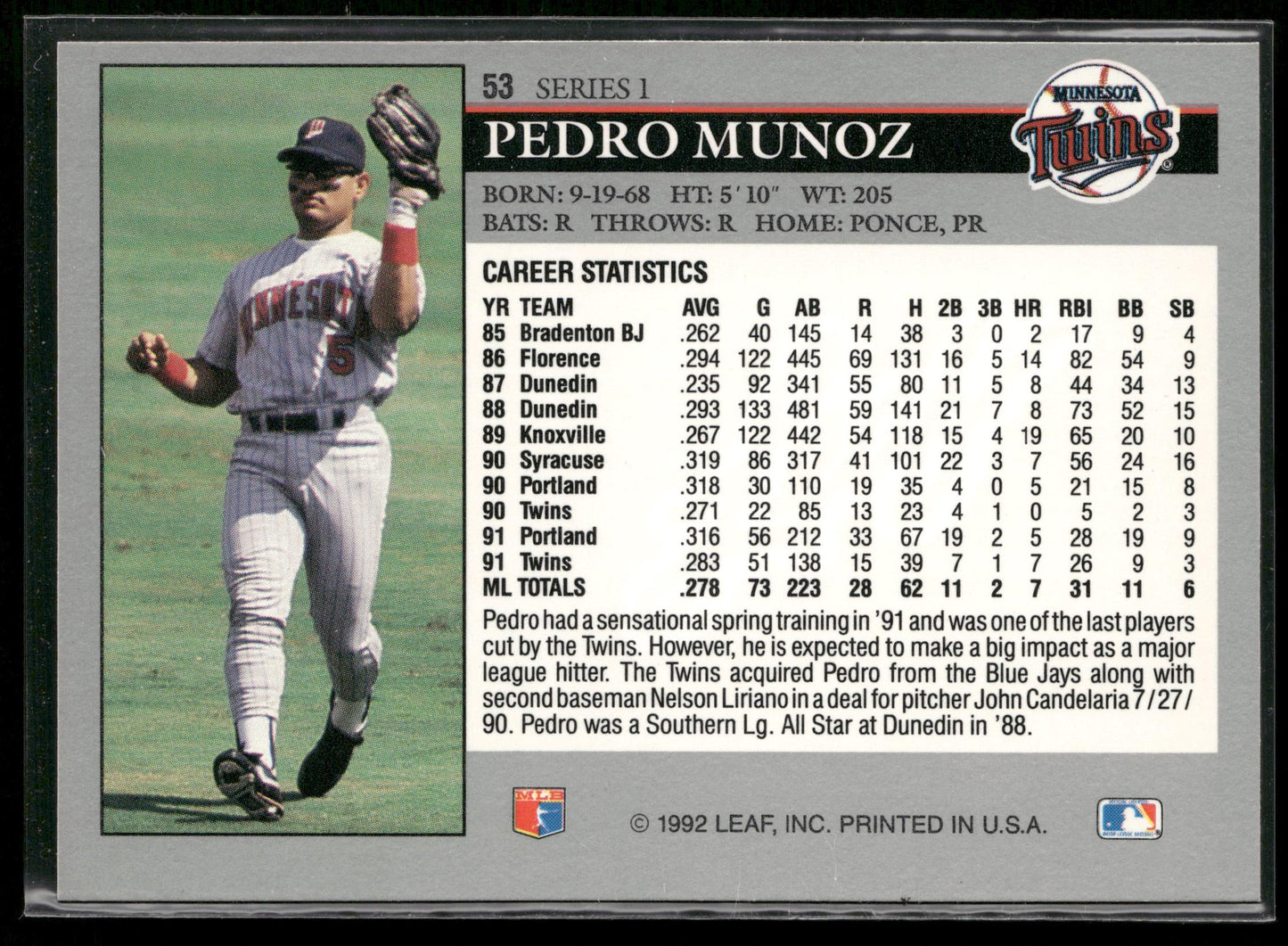 1992 Leaf #53 Pedro Munoz