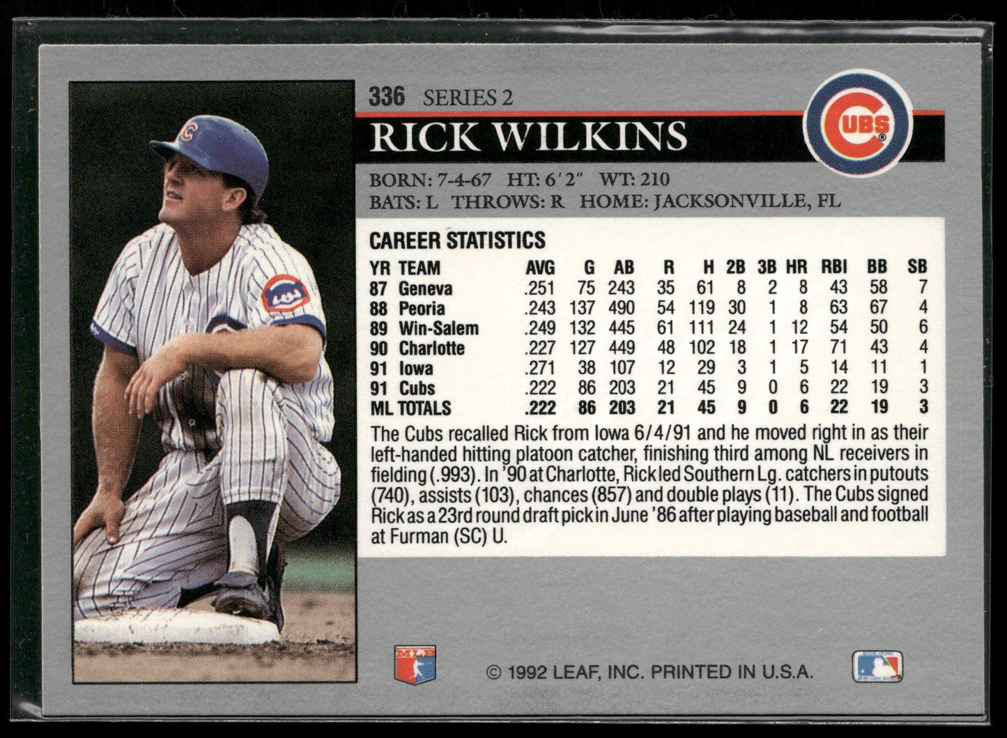 1992 Leaf #336 Rick Wilkins
