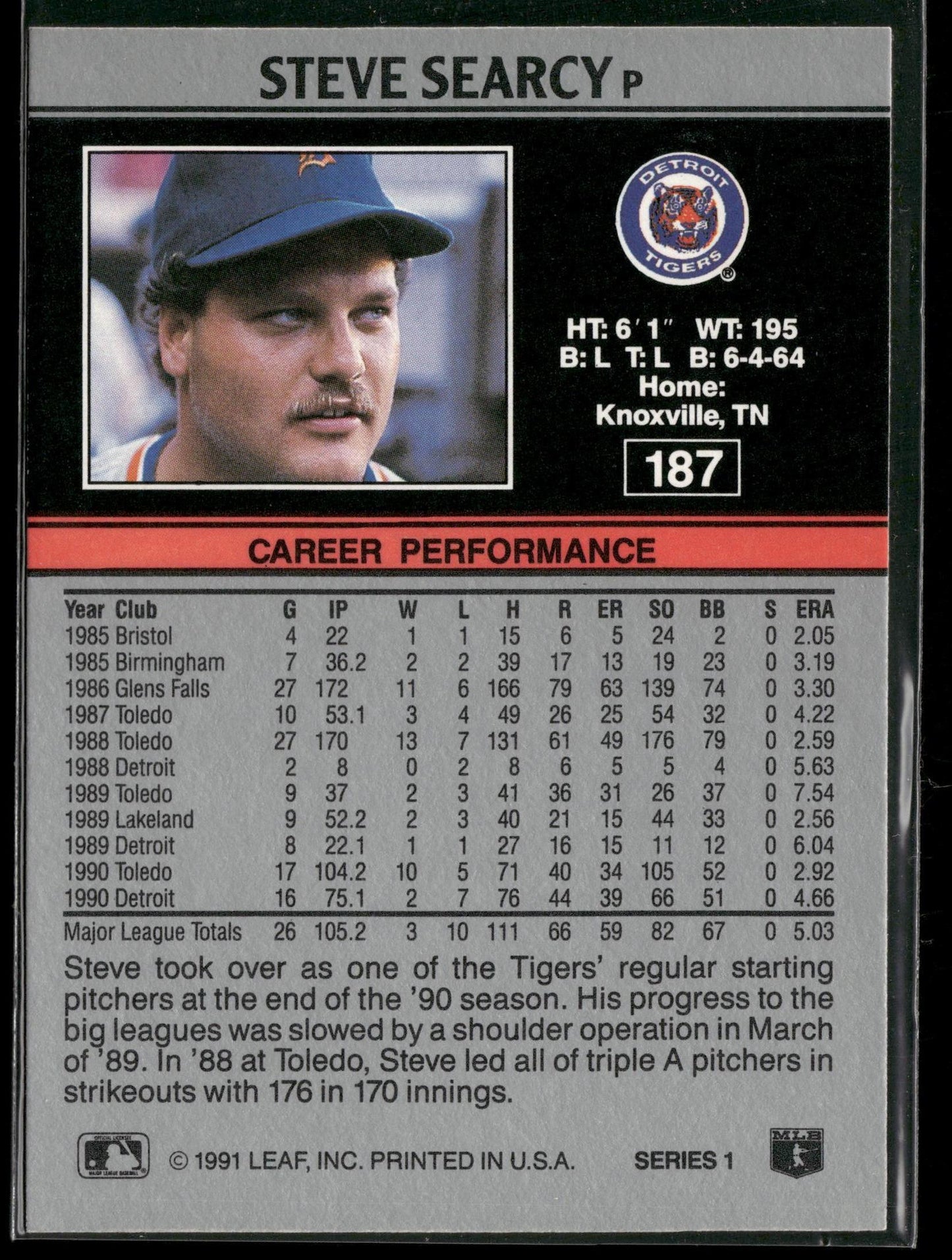 1991 Leaf #187 Steve Searcy