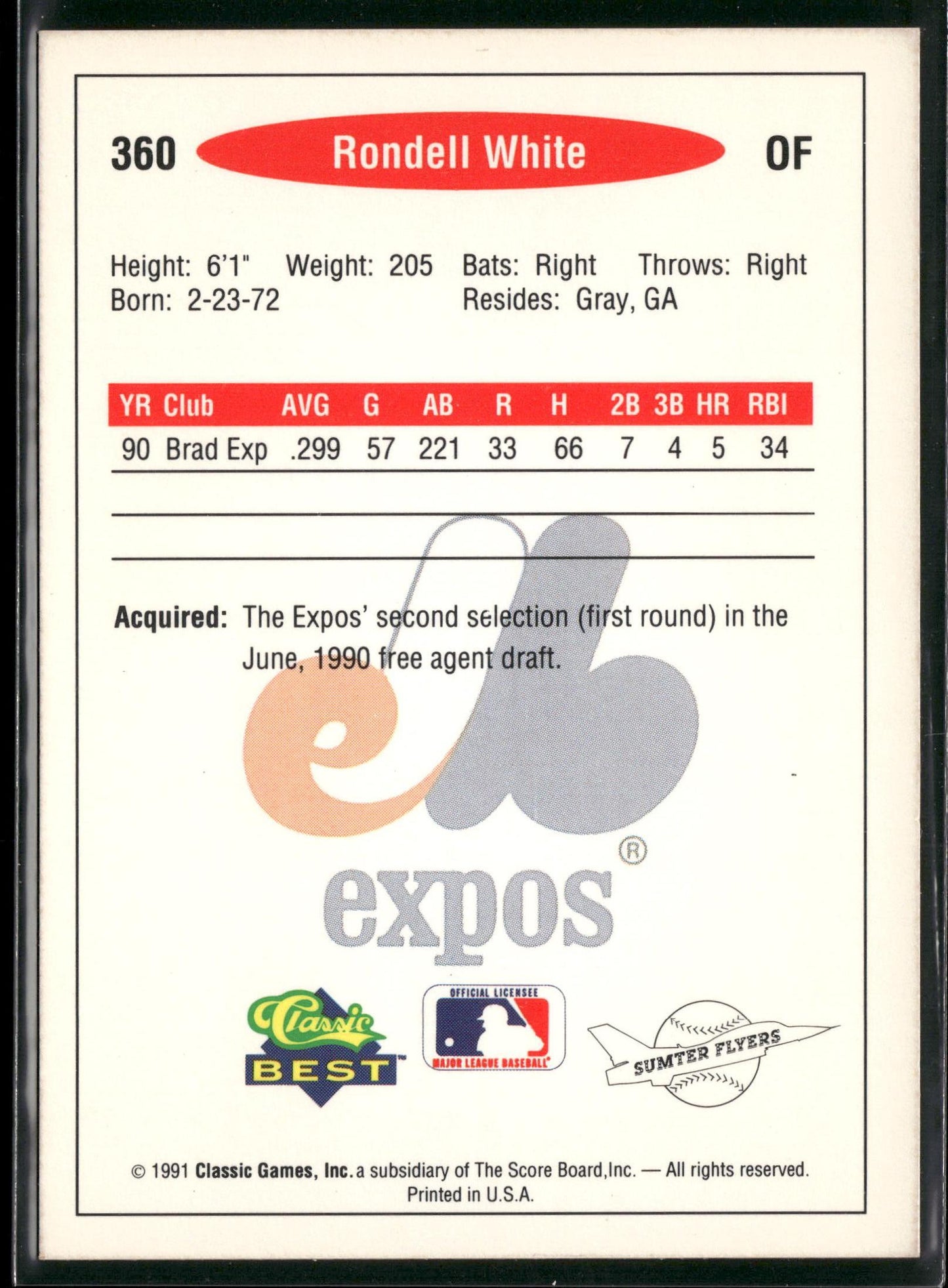 1991 Classic Best #360 Rondell White