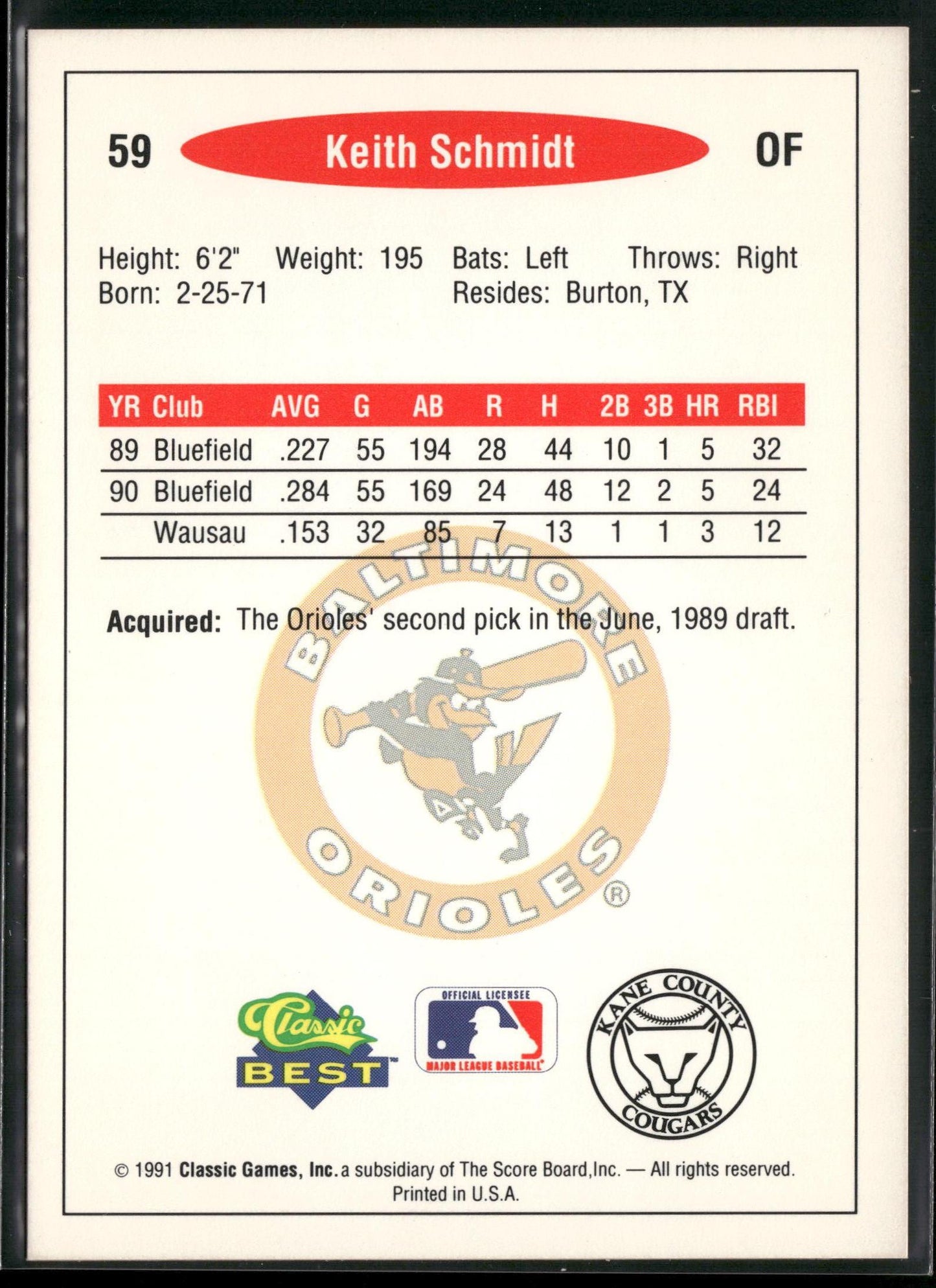 1991 Classic Best #59 Keith Schmidt