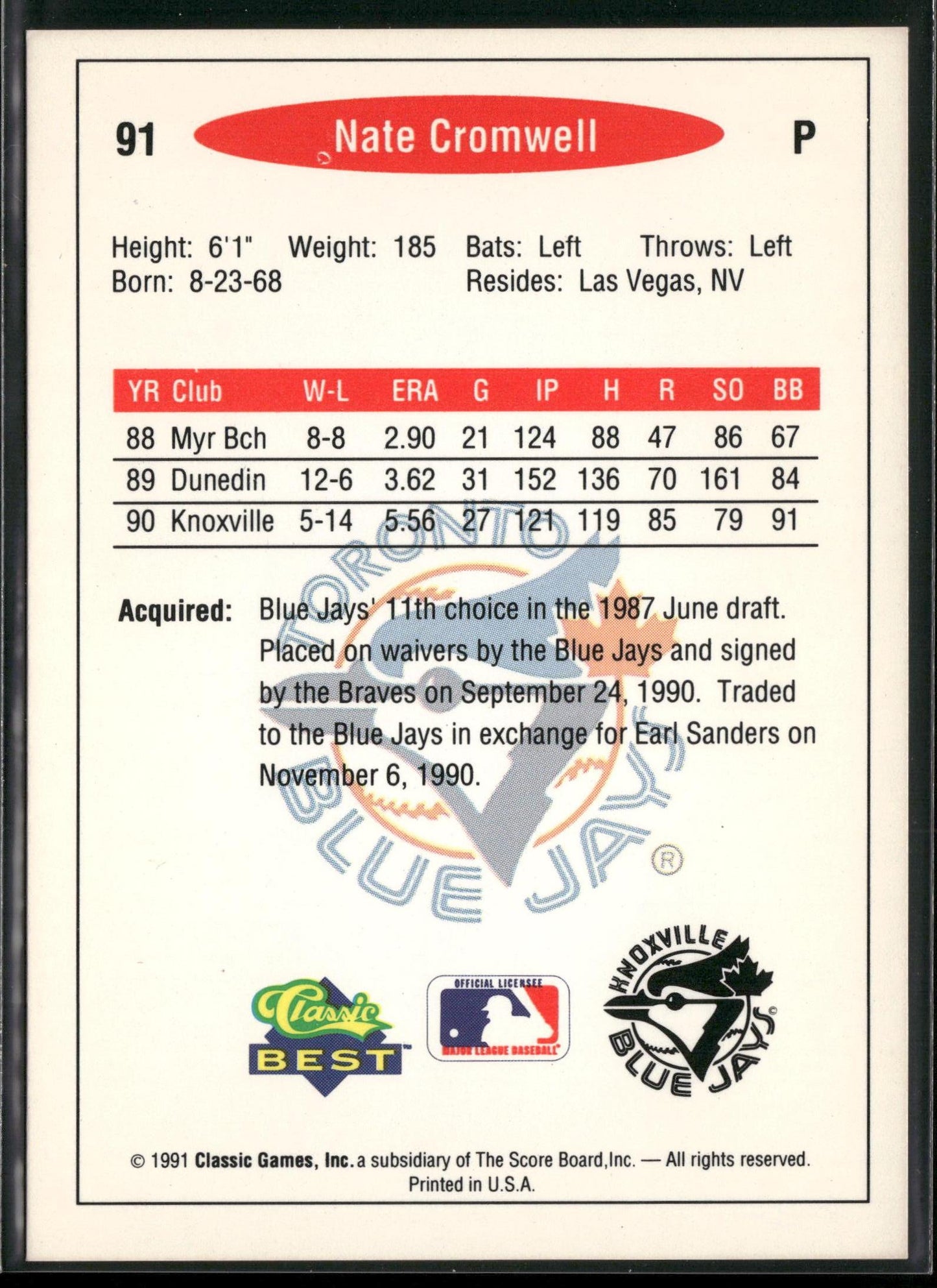 1991 Classic Best #91 Nate Cromwell