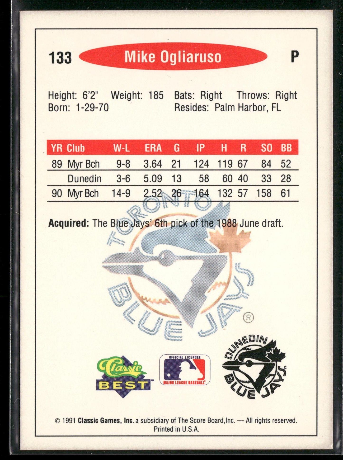 1991 Classic Best #133 Mike Ogliaruso