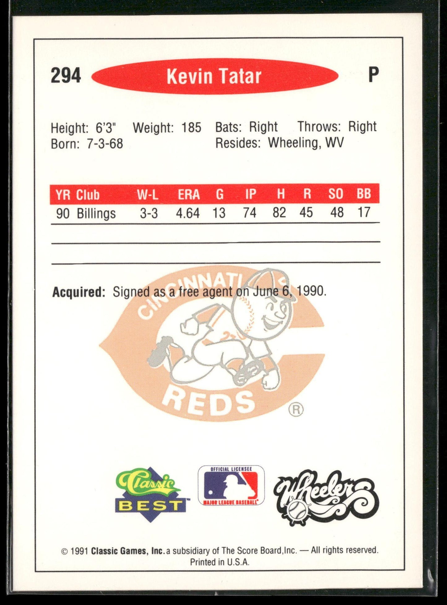 1991 Classic Best #294 Kevin Tatar