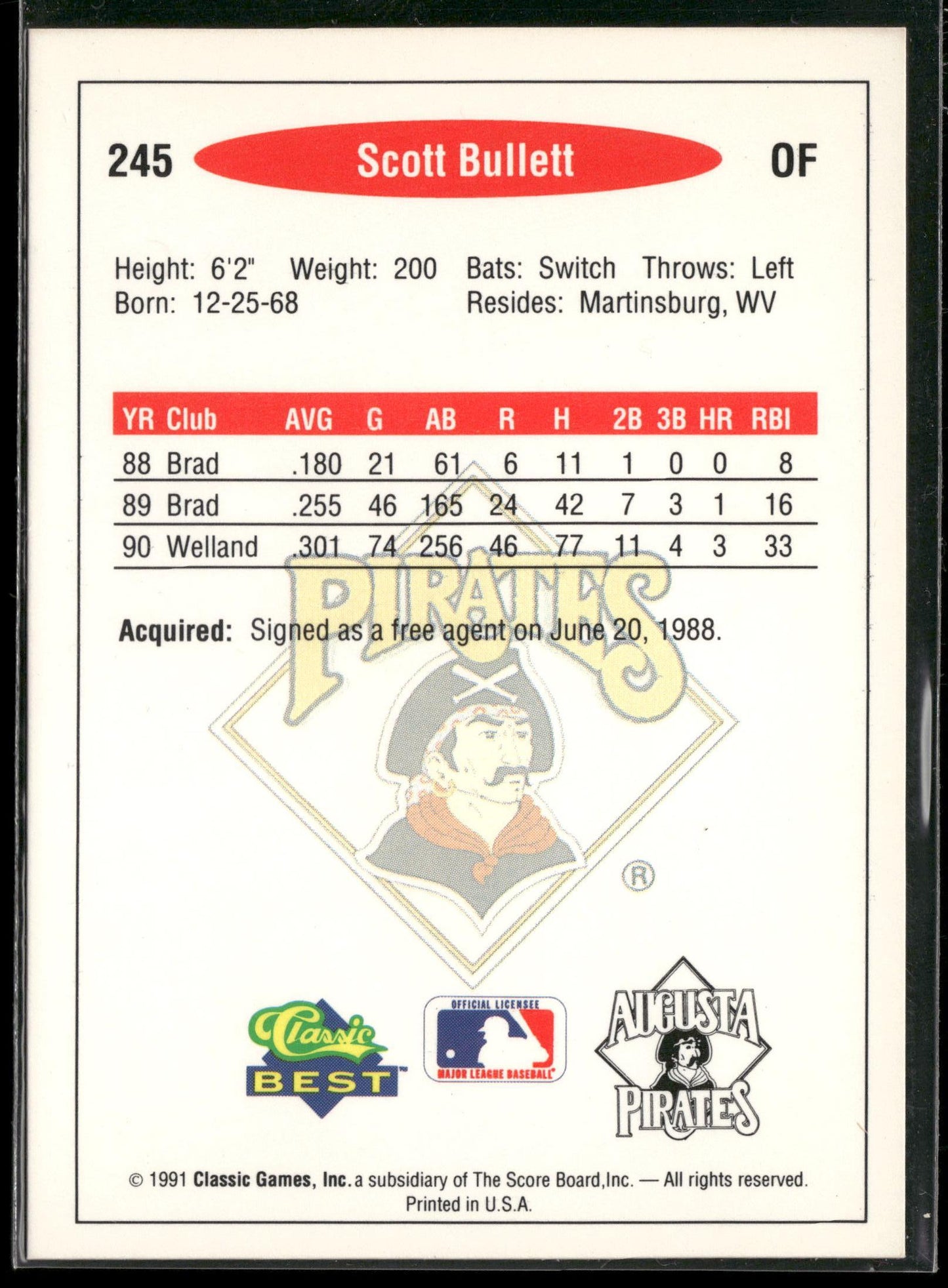 1991 Classic Best #245 Scott Bullett