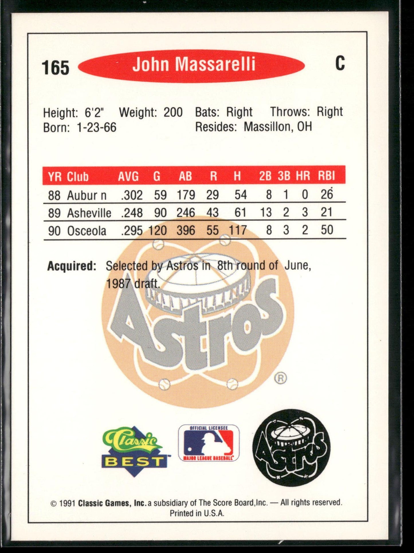 1991 Classic Best #165 John Massarelli