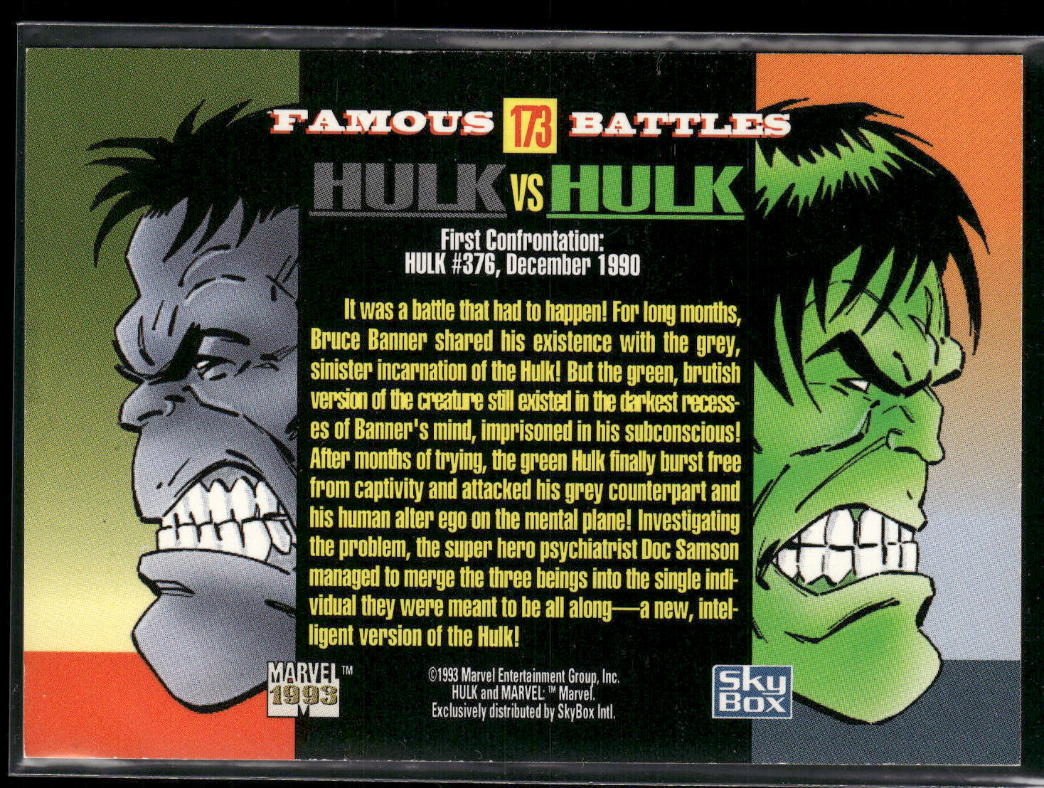 1993 SkyBox Marvel Universe #173 Hulk vs Hulk