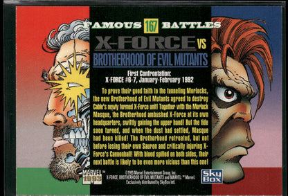 1993 SkyBox Marvel Universe #167 X-Force vs Brotherhood of Evil Mutants