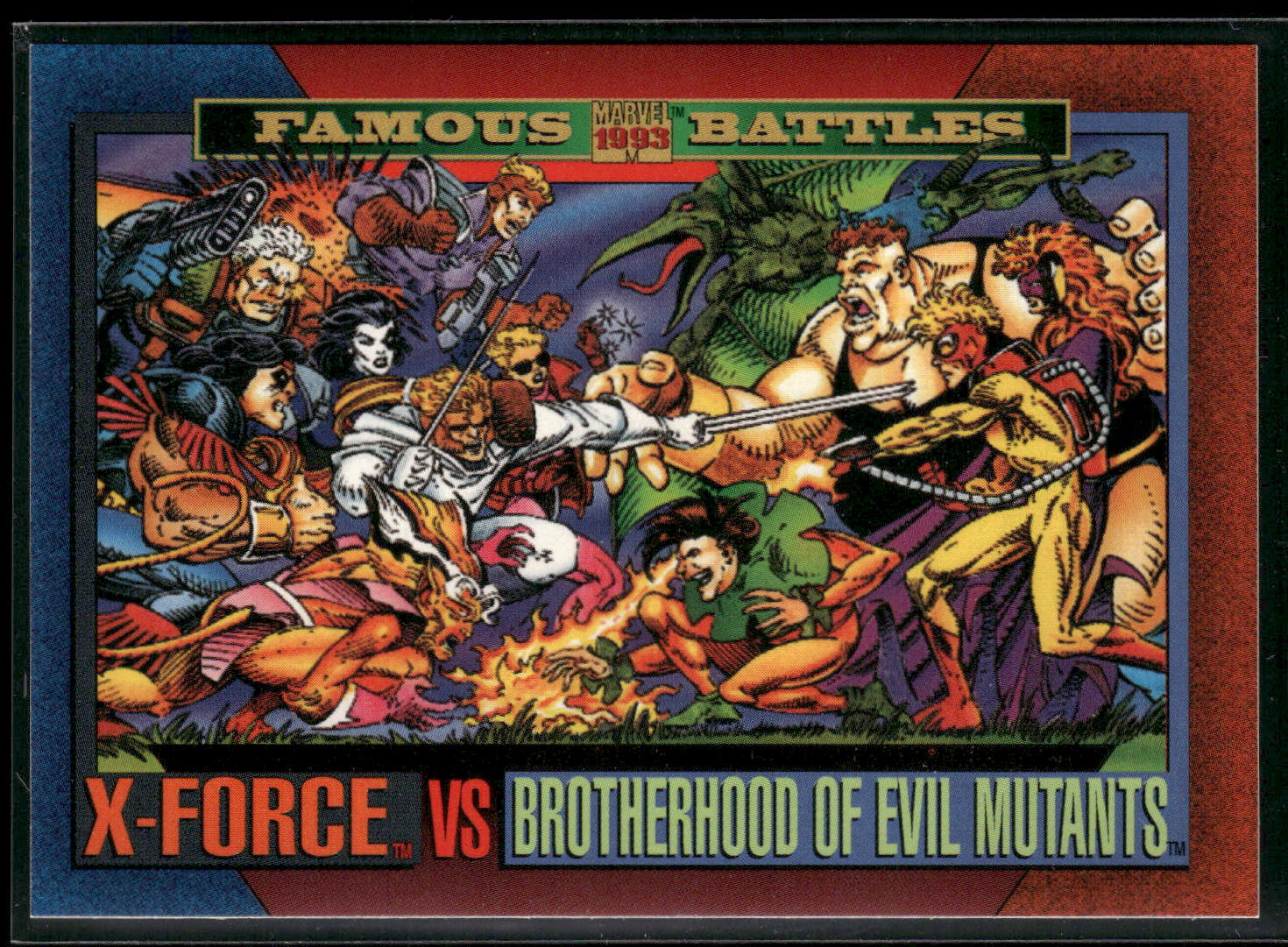 1993 SkyBox Marvel Universe #167 X-Force vs Brotherhood of Evil Mutants