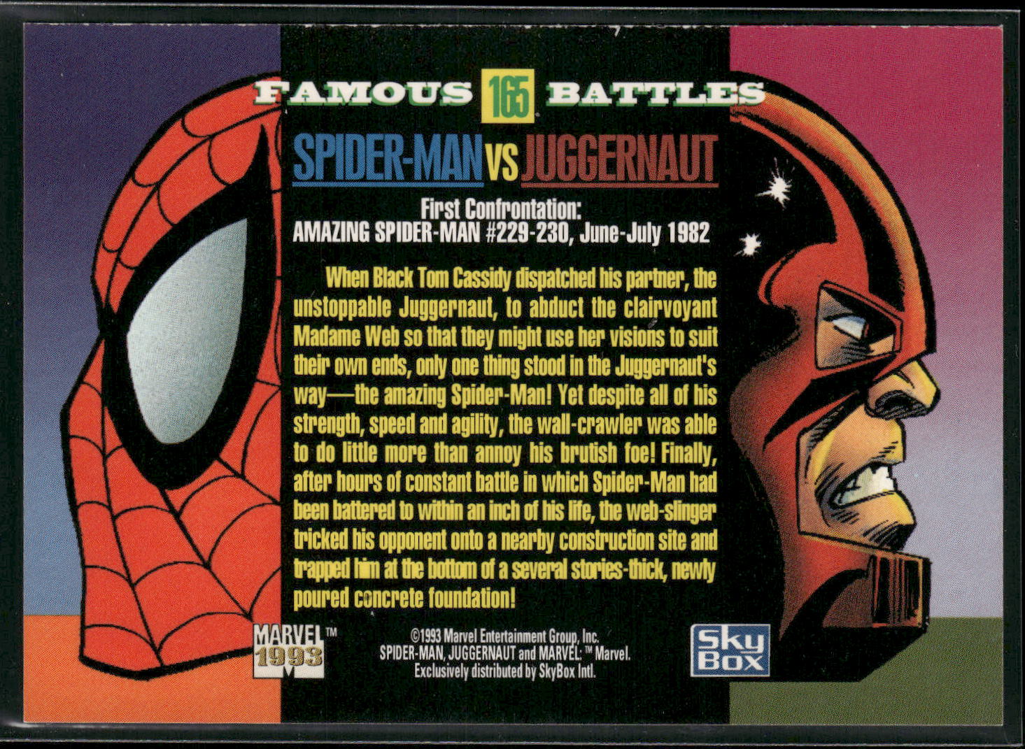 1993 SkyBox Marvel Universe #165 Spider-Man / Juggernaut