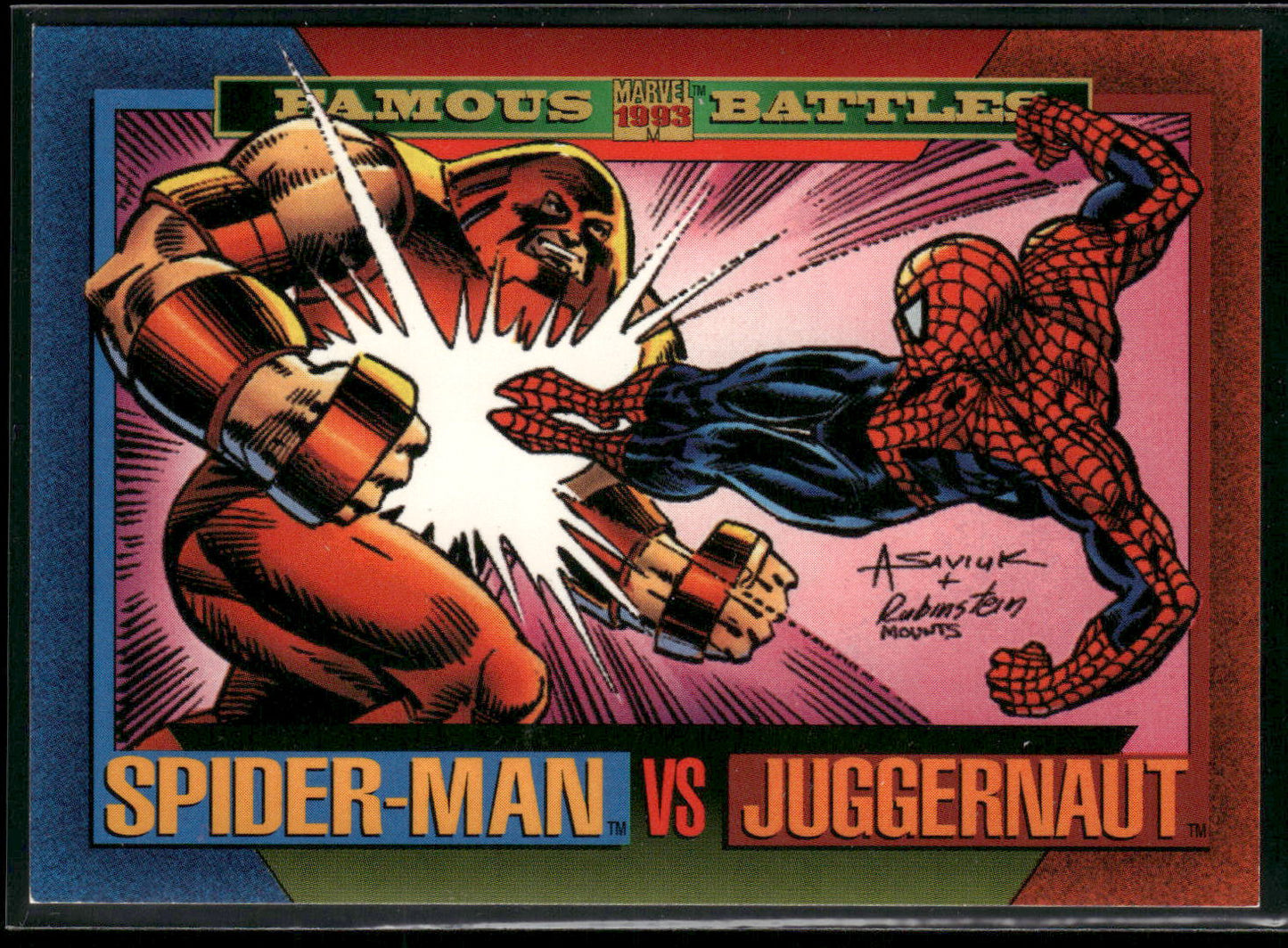 1993 SkyBox Marvel Universe #165 Spider-Man / Juggernaut