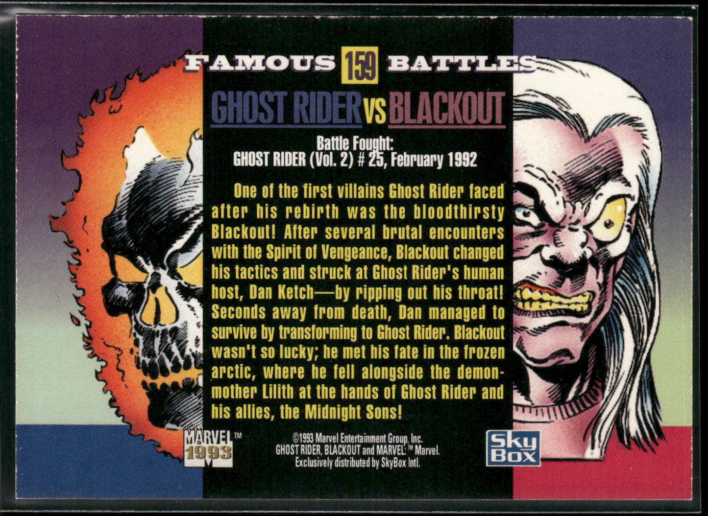 1993 SkyBox Marvel Universe #159 Ghost Rider / Blackout