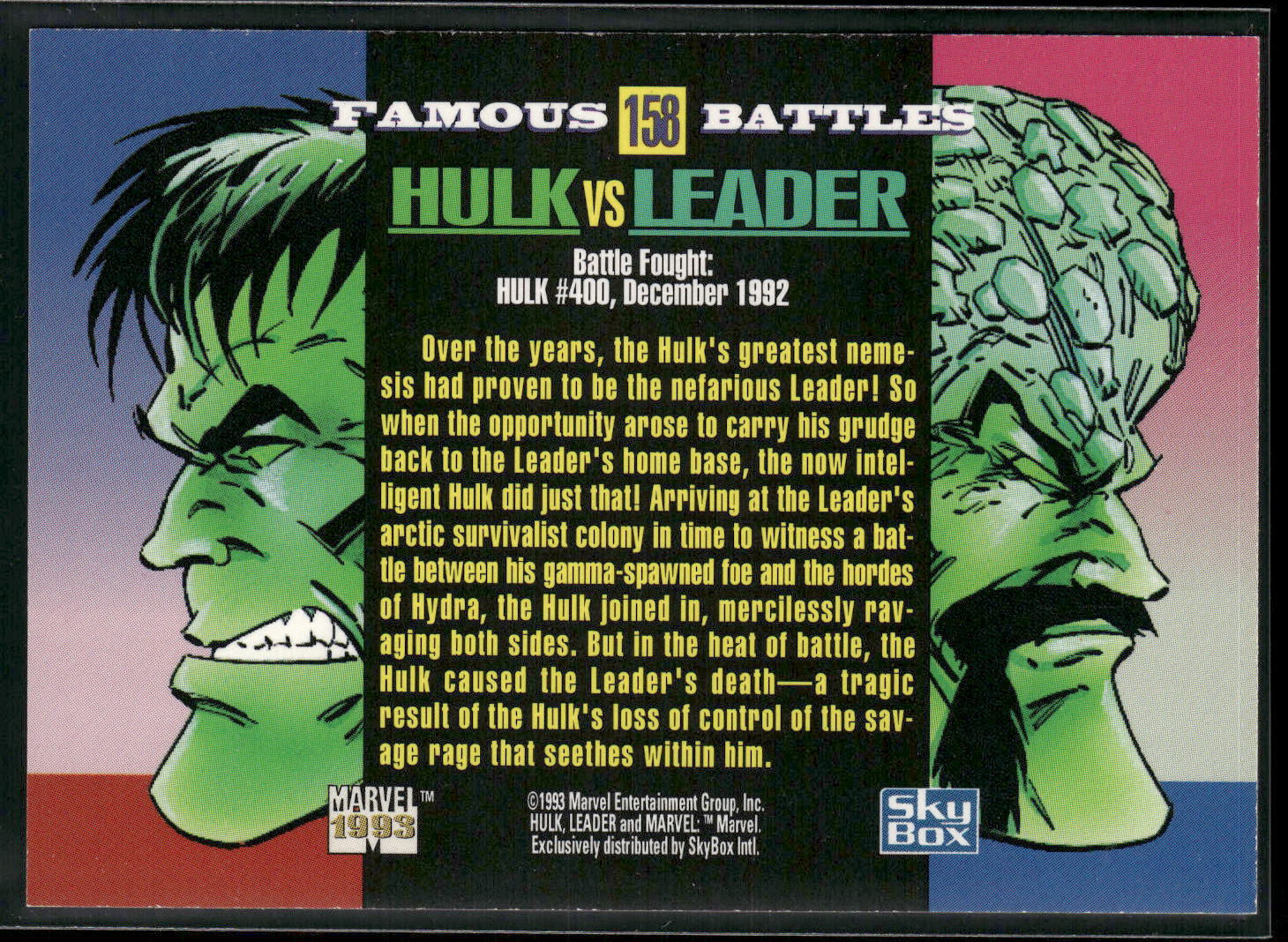 1993 SkyBox Marvel Universe #158 Hulk / Leader