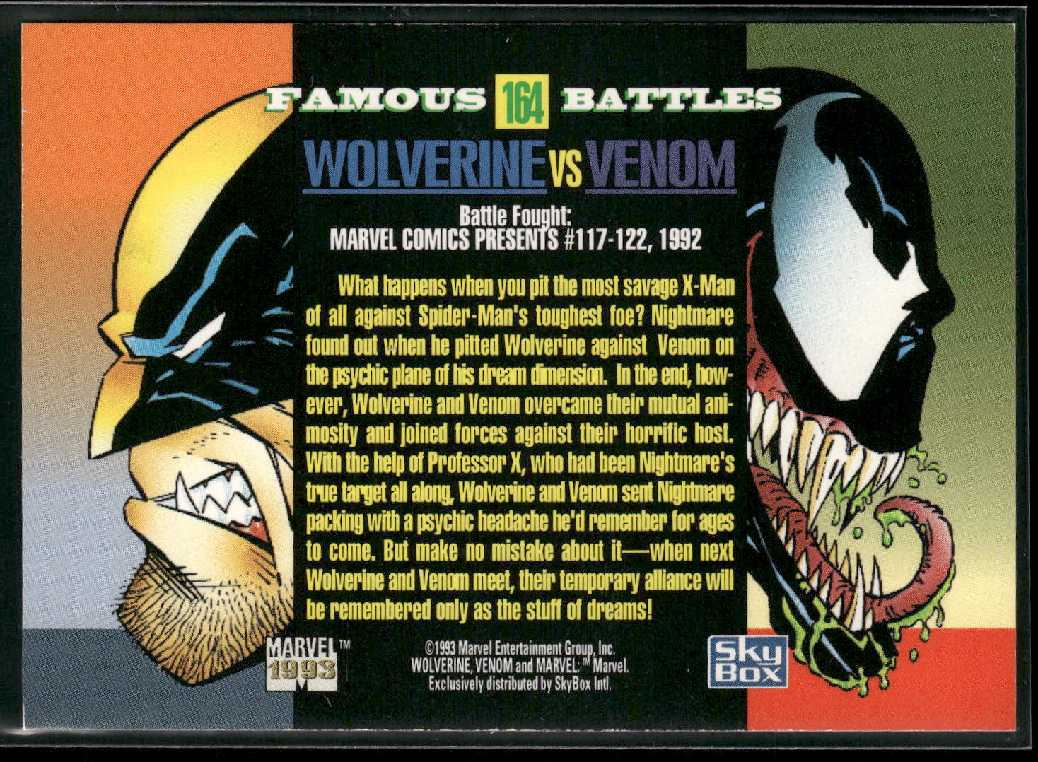1993 SkyBox Marvel Universe #164 Wolverine / Venom