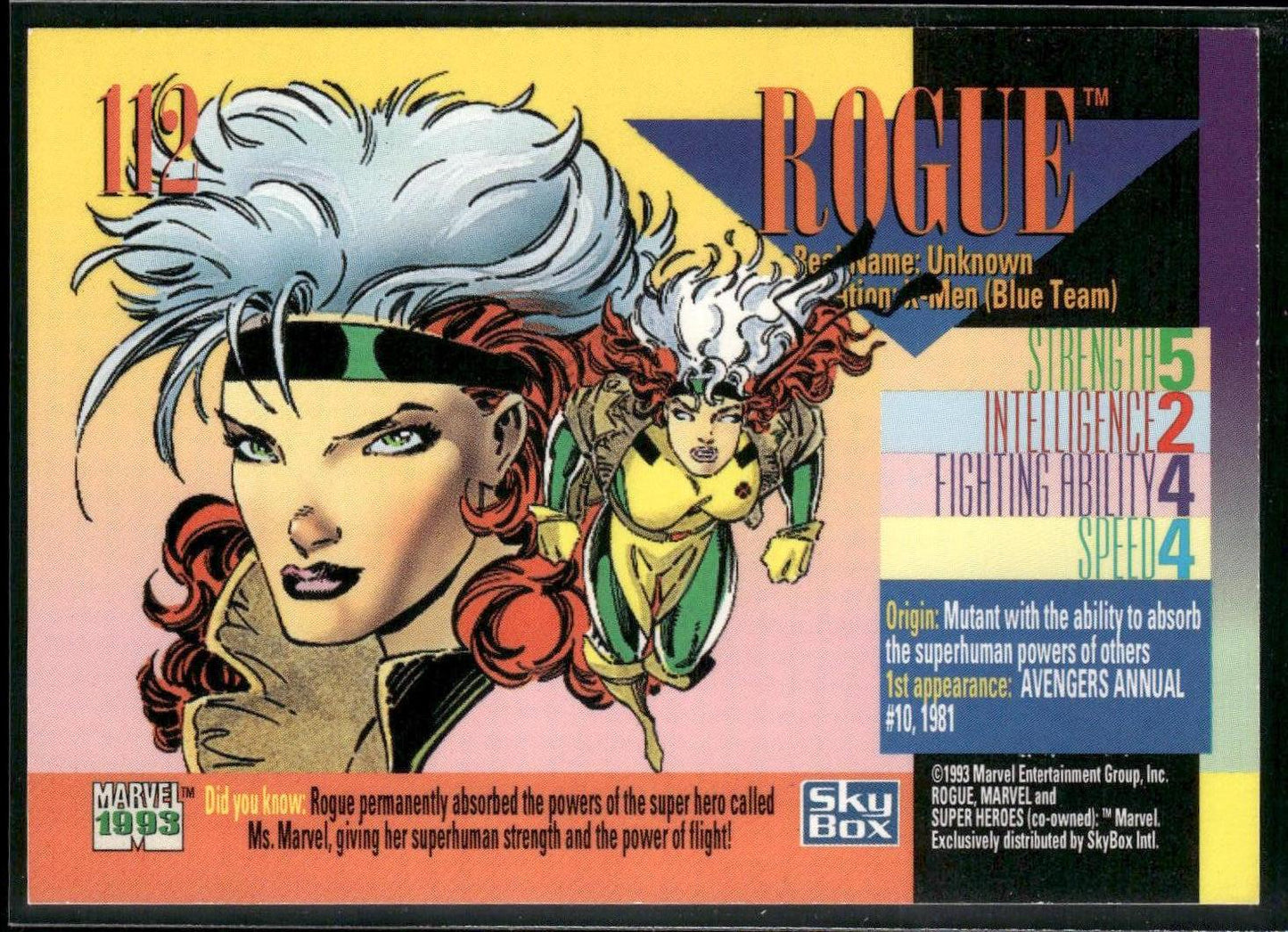 1993 SkyBox Marvel Universe #112 Rogue