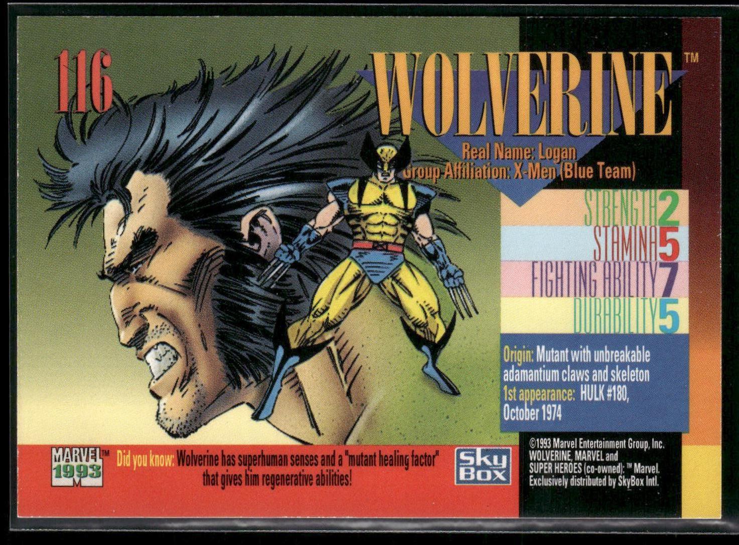 1993 SkyBox Marvel Universe #116 Wolverine