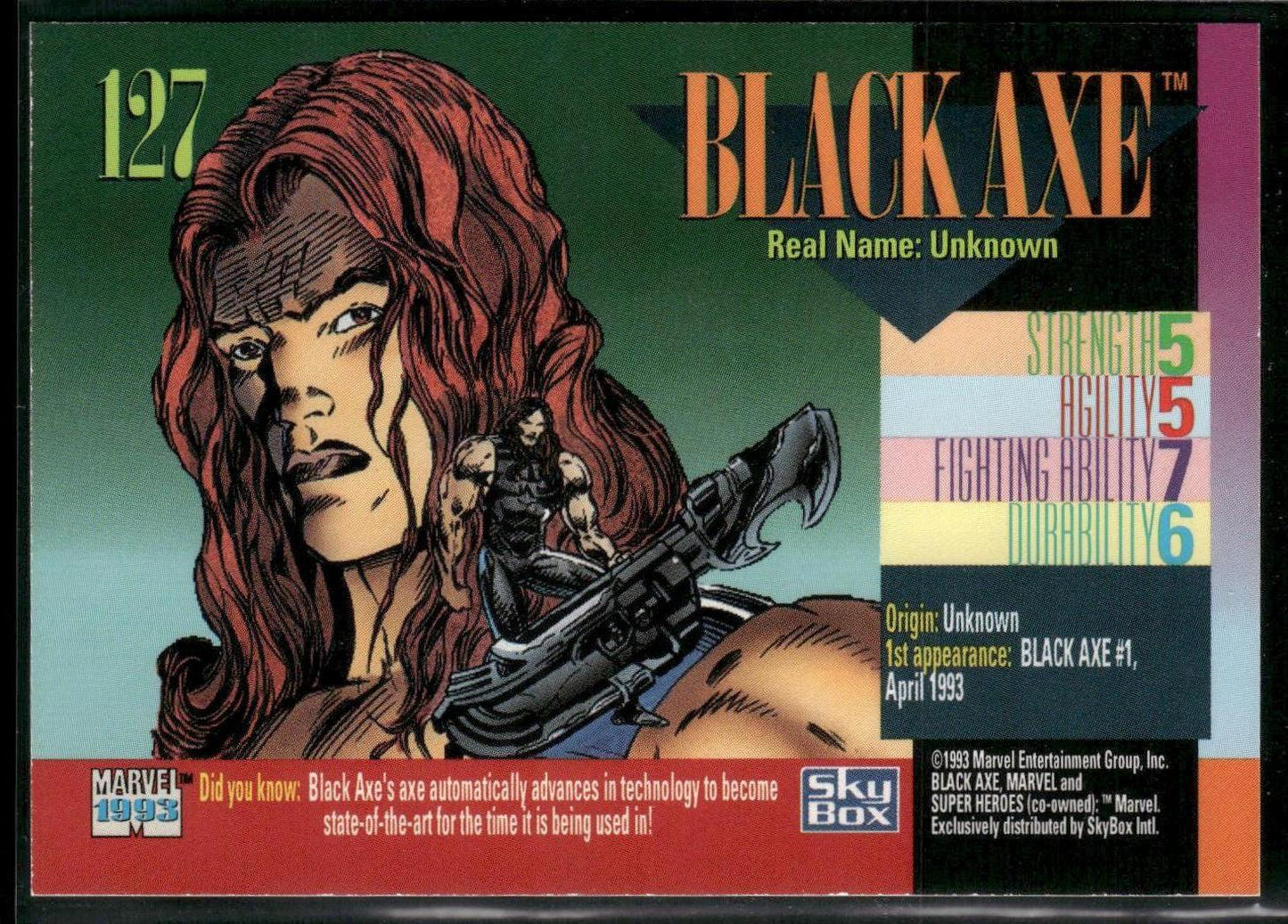 1993 SkyBox Marvel Universe #127 Black Axe