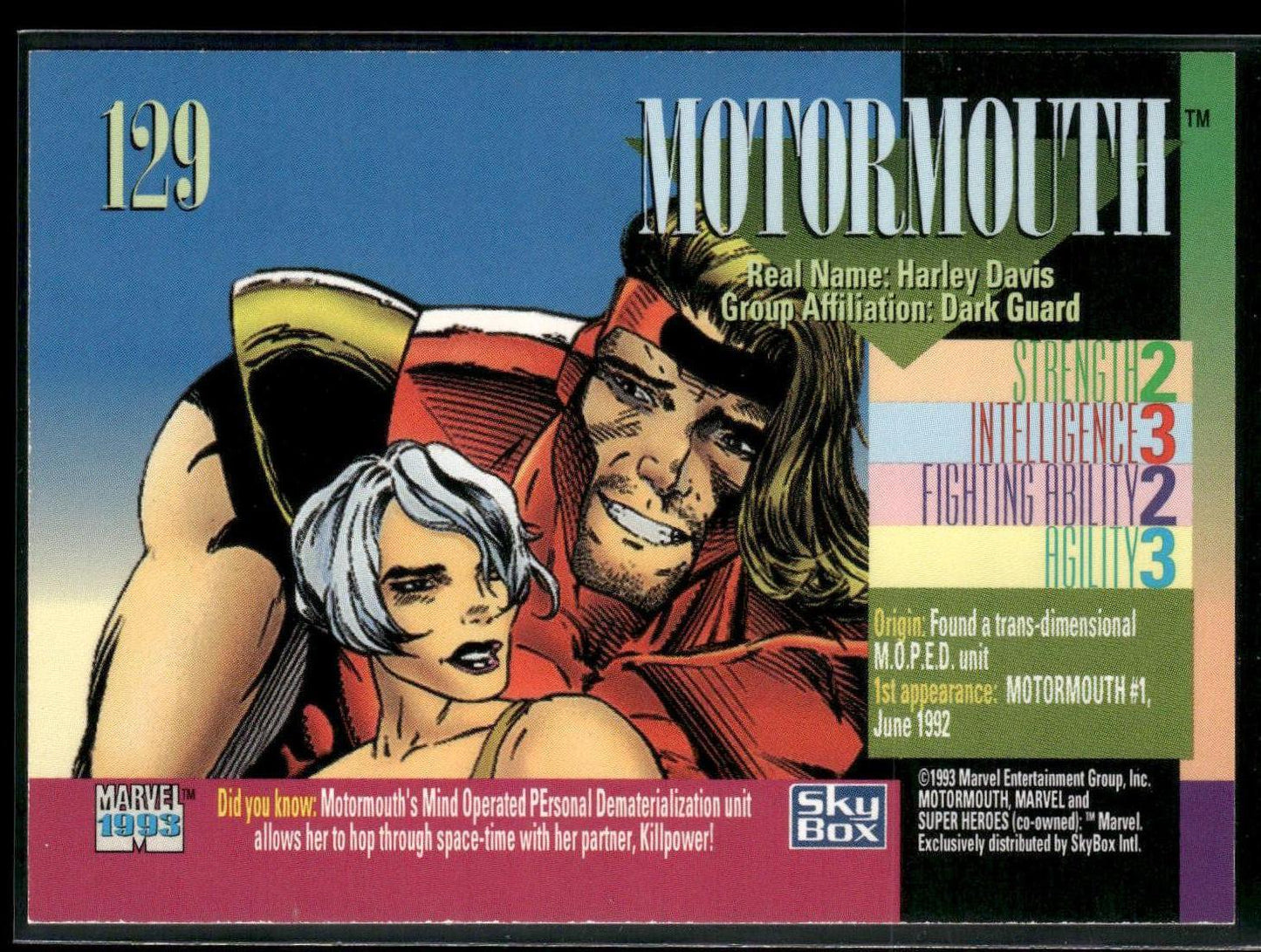 1993 SkyBox Marvel Universe #129 Motormouth