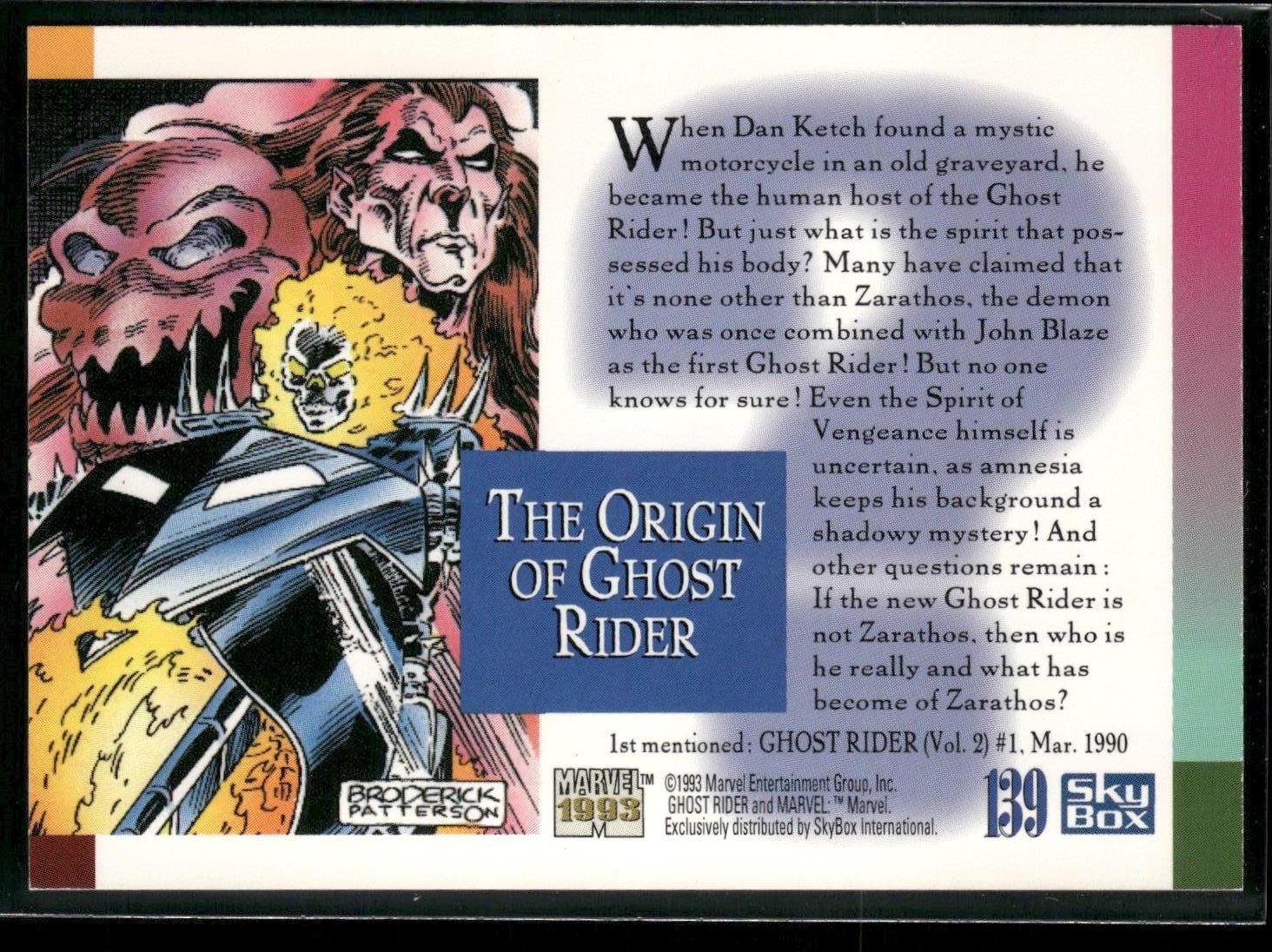 1993 SkyBox Marvel Universe #139 The Origin of Ghost Rider