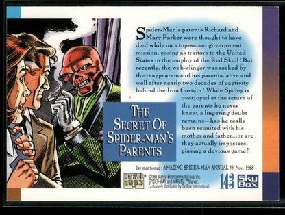 1993 SkyBox Marvel Universe #143 The Secret of Spider-Man's Parents