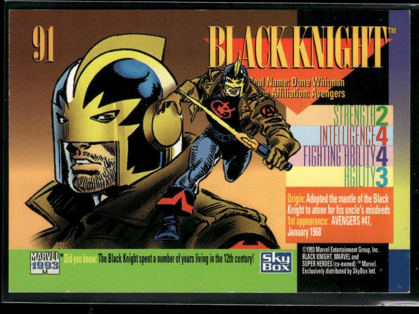 1993 SkyBox Marvel Universe #91 Black Knight