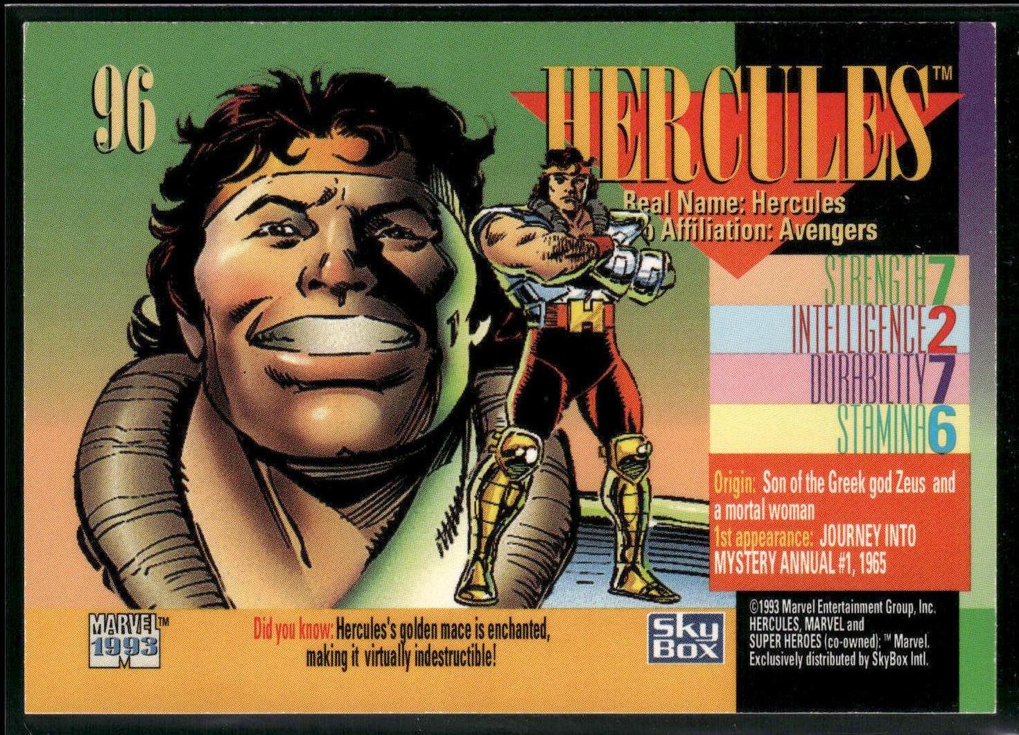 1993 SkyBox Marvel Universe #96 Hercules