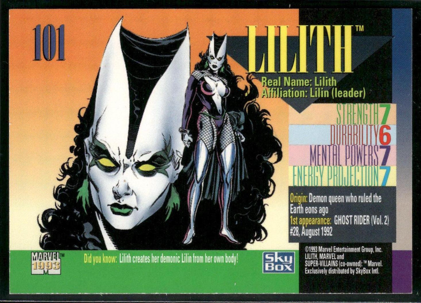 1993 SkyBox Marvel Universe #101 Lilith