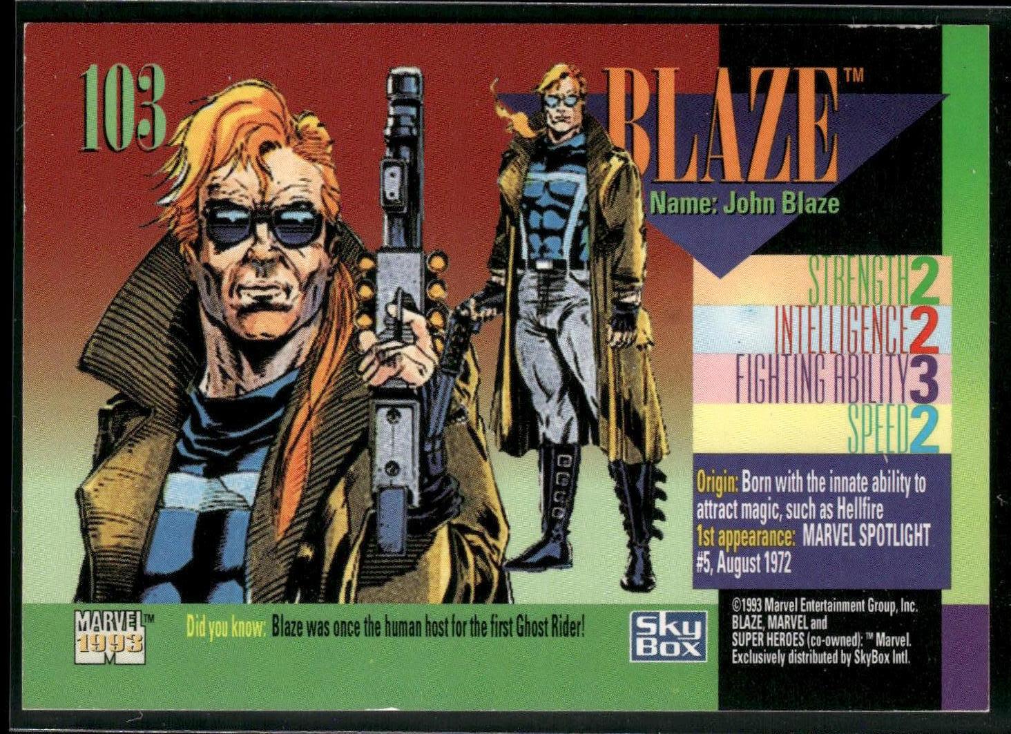 1993 SkyBox Marvel Universe #103 Blaze